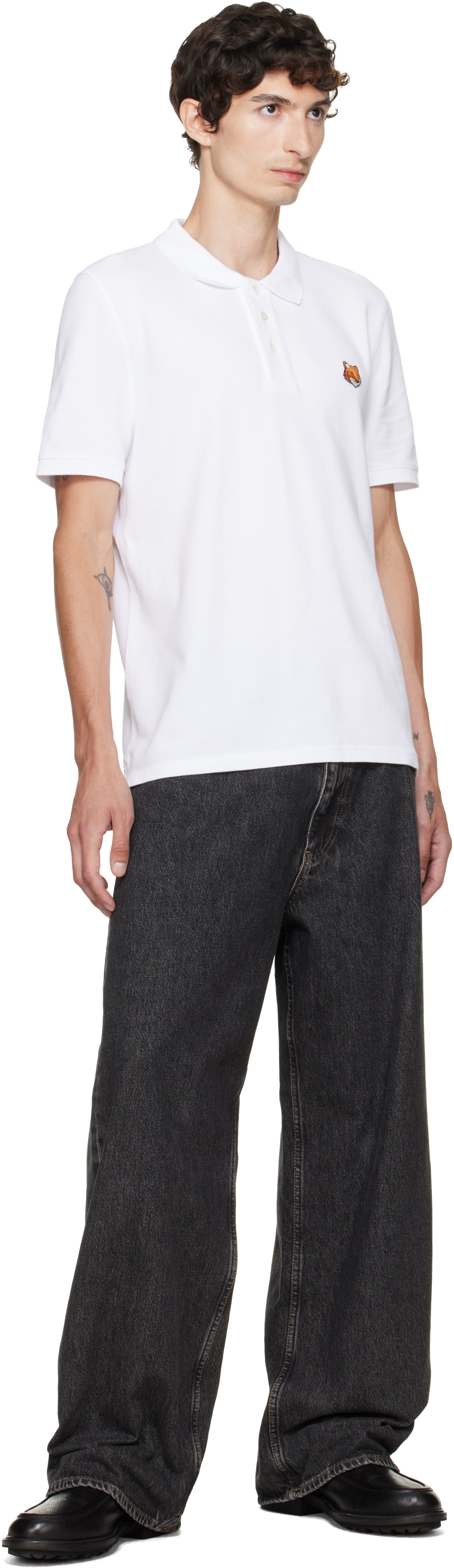 Maison Kitsuné - Polo blanc à logo Fox Head
