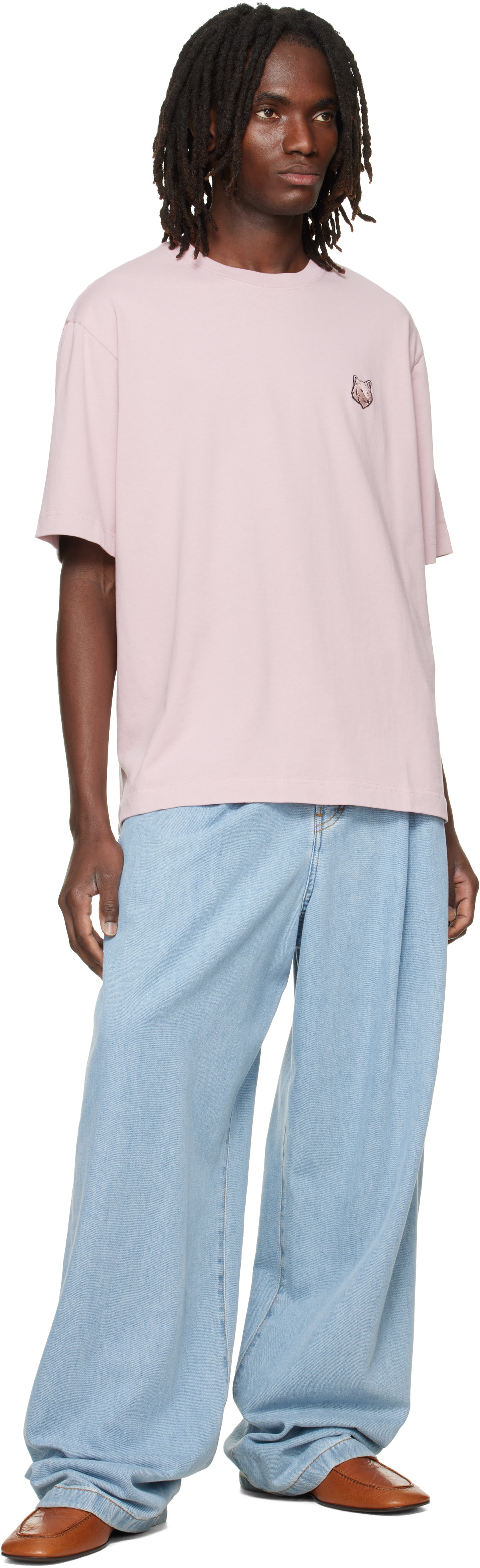 MAISON KITSUNE' - メゾンキツネ　ピンクTシャツ Maison Kitsuné: Pink Fox Head Oversize T-shirt | SSENSE
