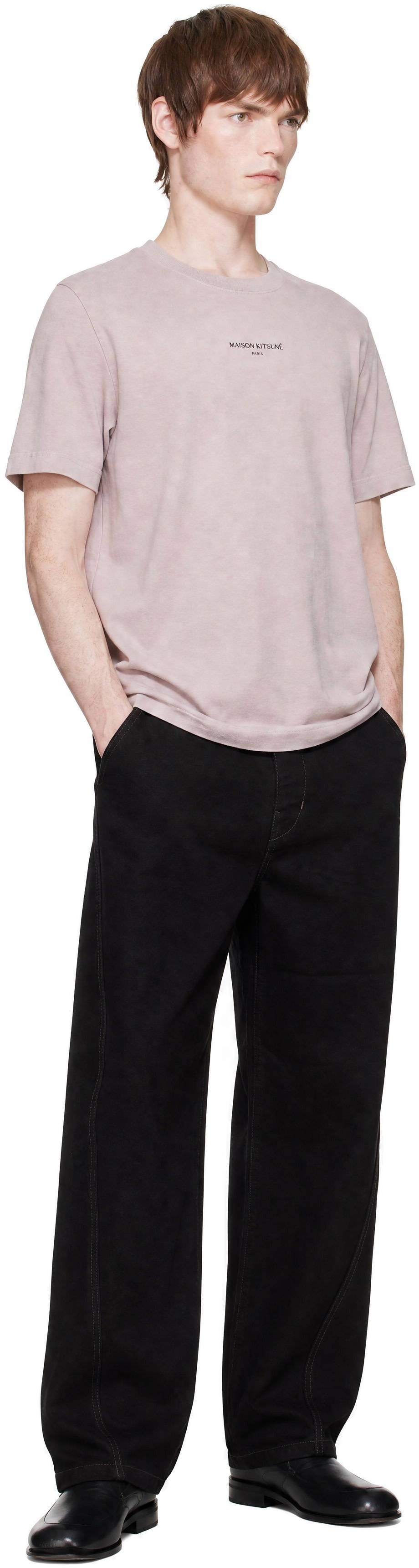 Maison Kitsuné: Pink 'Maison Kitsune Paris' Faded Comfort T-shirt