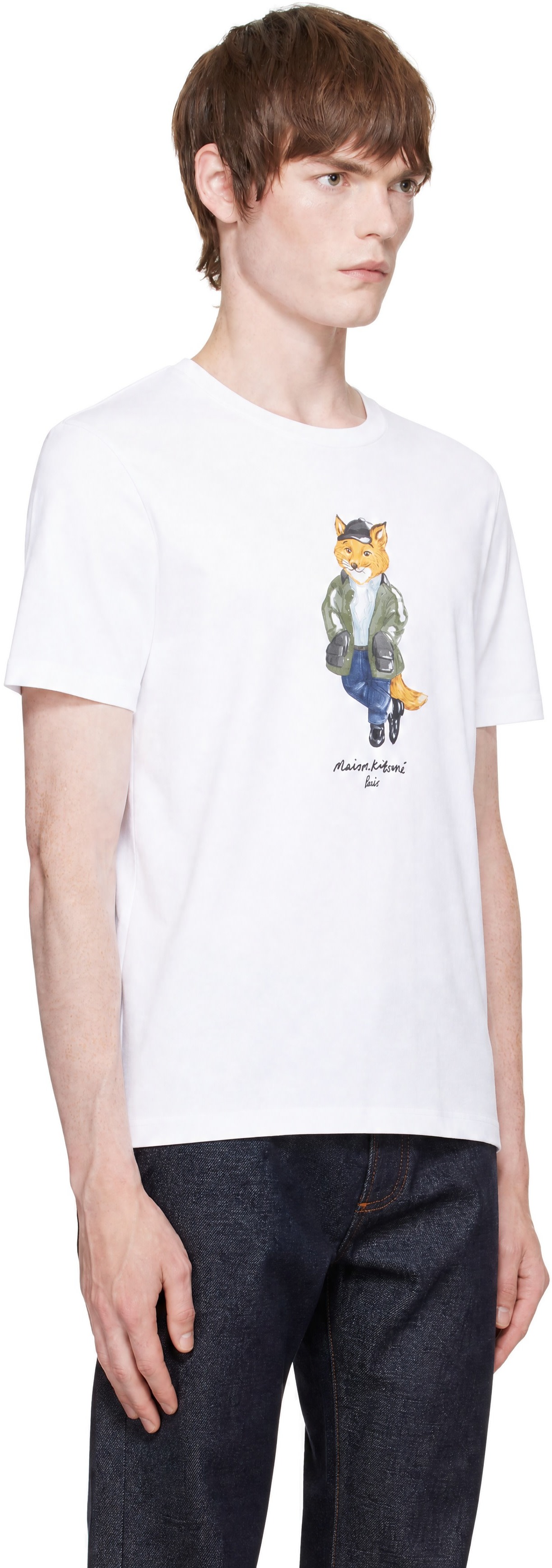 Maison Kitsuné: White Weekend Fox Comfort T-shirt | SSENSE