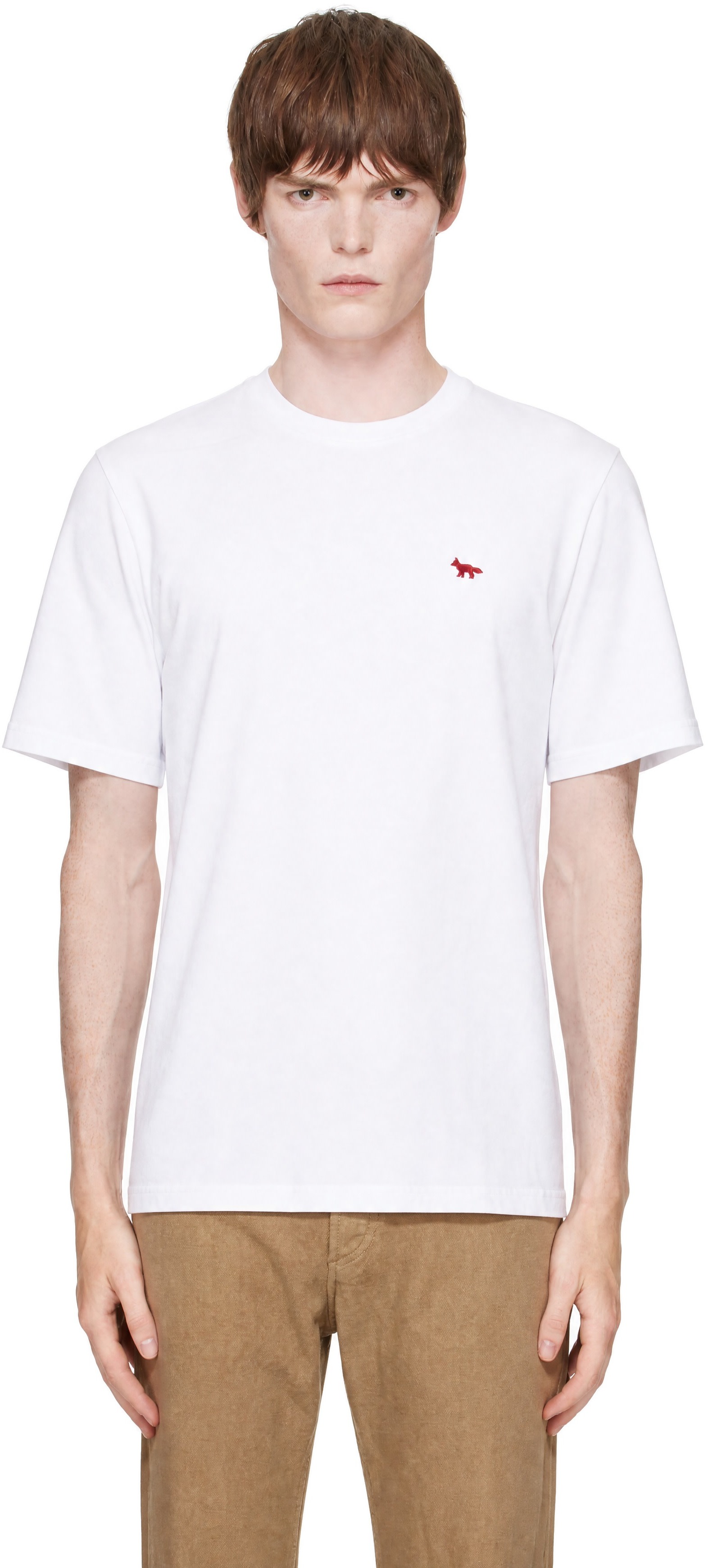 Maison Kitsuné: White Red Profile Fox Comfort T-shirt | SSENSE