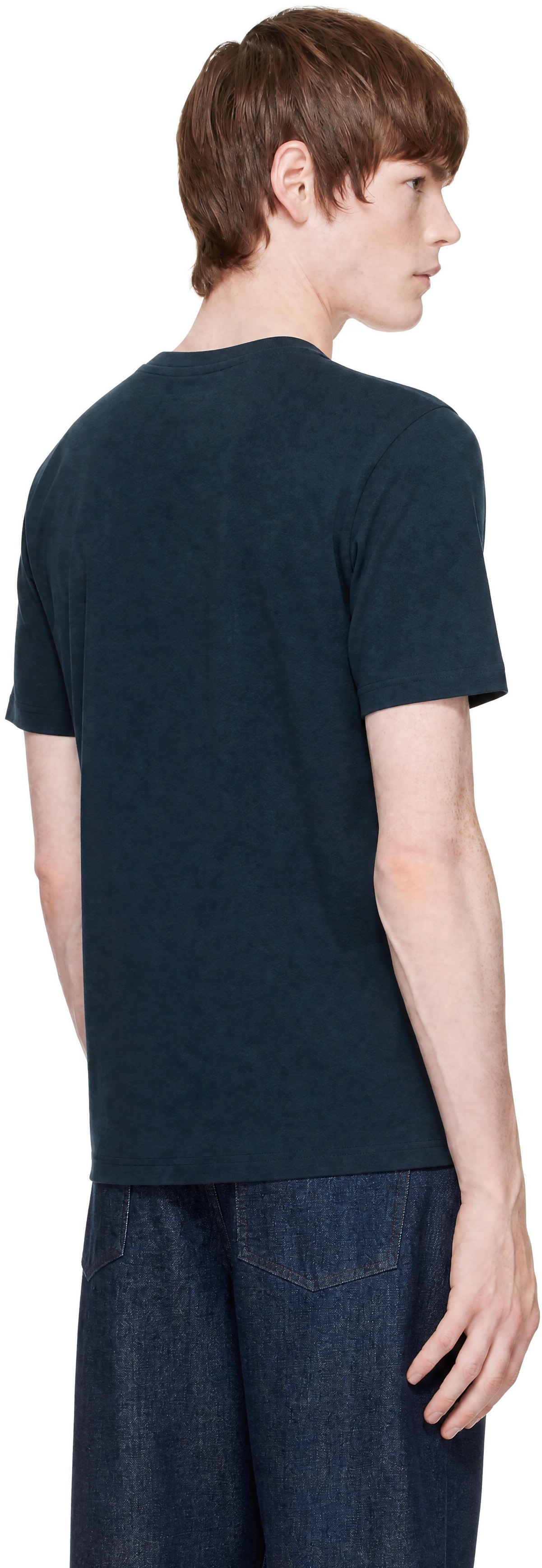 Maison Kitsuné: Navy Red Profile Fox Comfort T-shirt | SSENSE