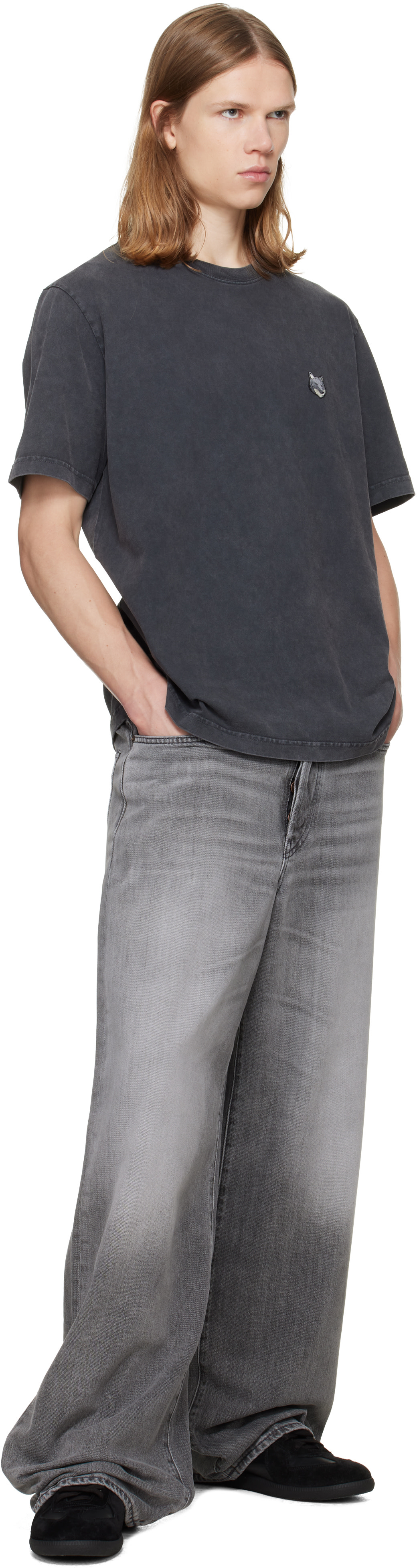 Maison Kitsuné: グレー フォックスヘッド フェード コンフォート T