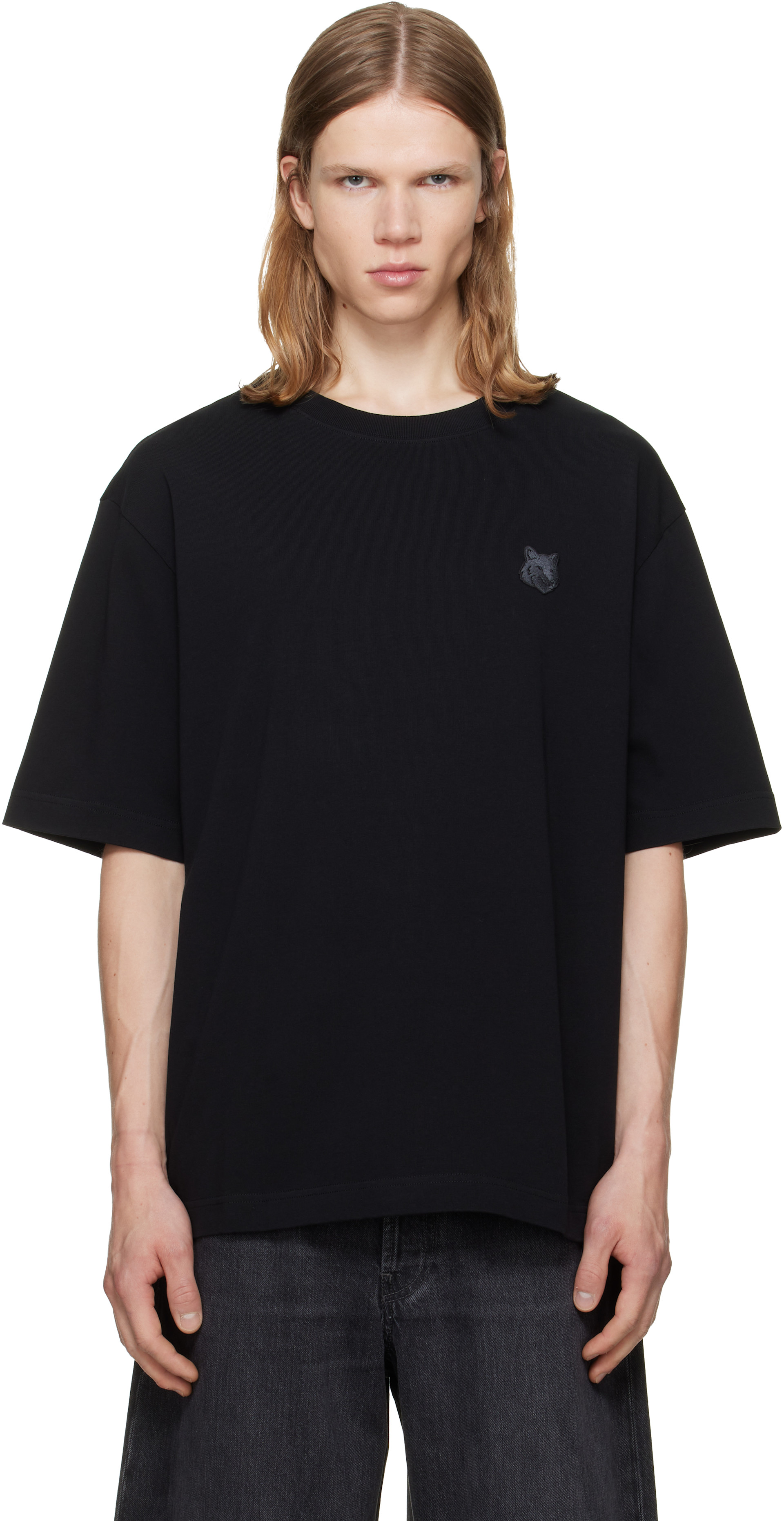 MAISON KITSUNEフォックスヘッド オーバーサイズ Tシャツ ブラック Maison Kitsuné: Black Fox Head Oversize T-shirt | SSENSE Canada