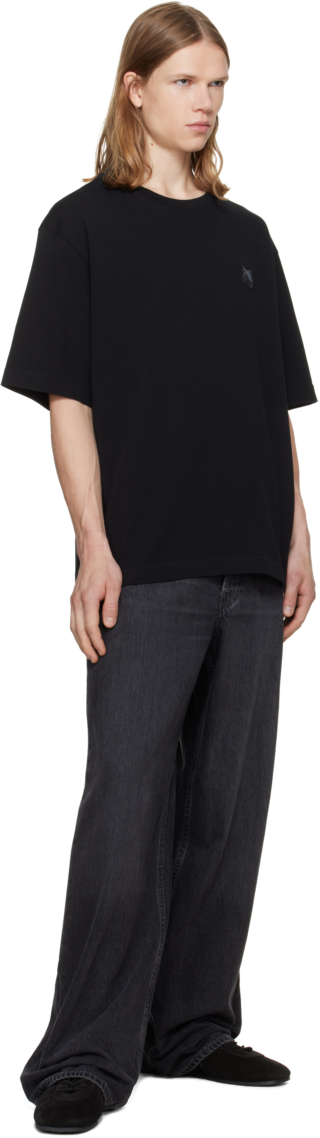Maison Kitsuné: ブラック フォックスヘッド オーバーサイズ Tシャツ