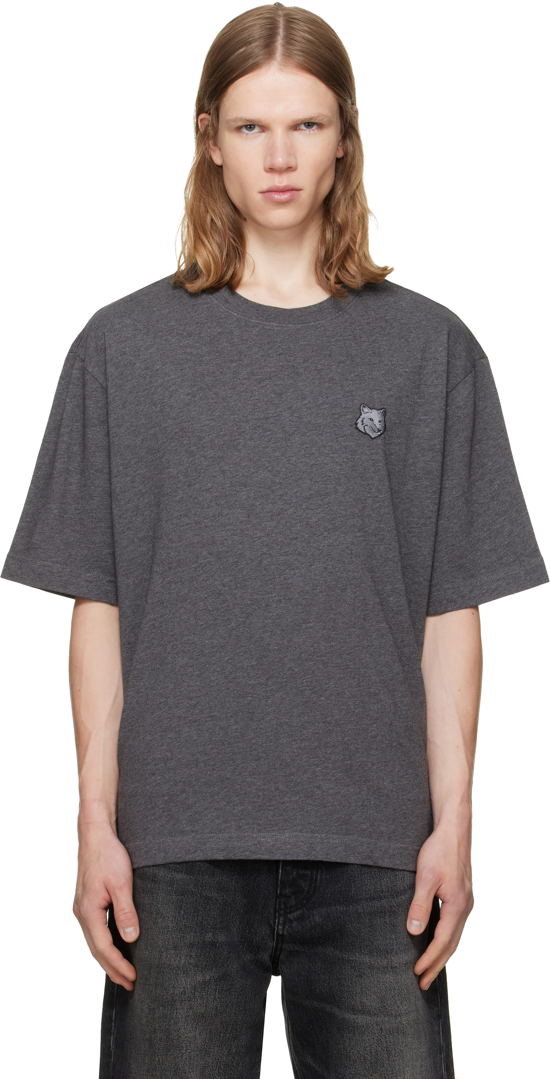 Maison Kitsuné - 그레이 폭스헤드 오버사이즈 티셔츠