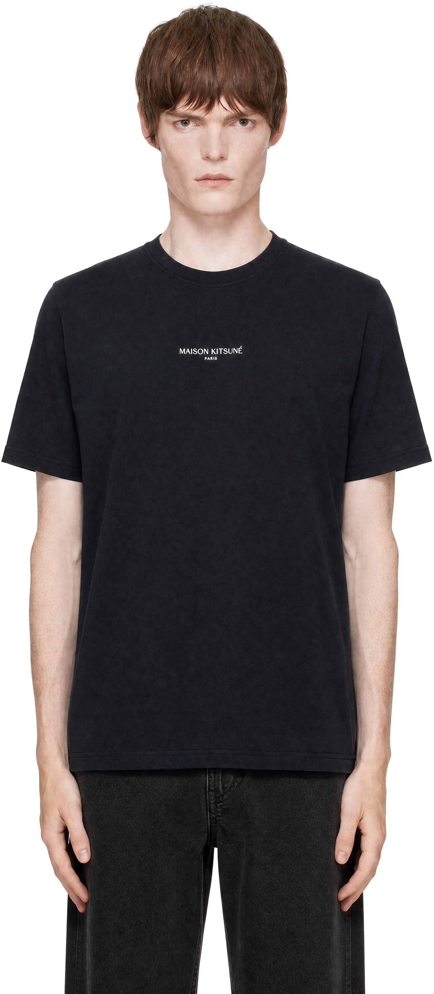 Maison Kitsuné: Black 'Maison Kitsune Paris' Faded Comfort T-shirt