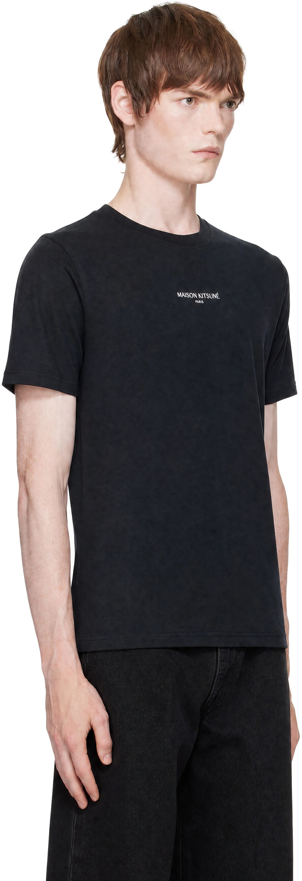 Maison Kitsuné: Black 'Maison Kitsune Paris' Faded Comfort T-shirt