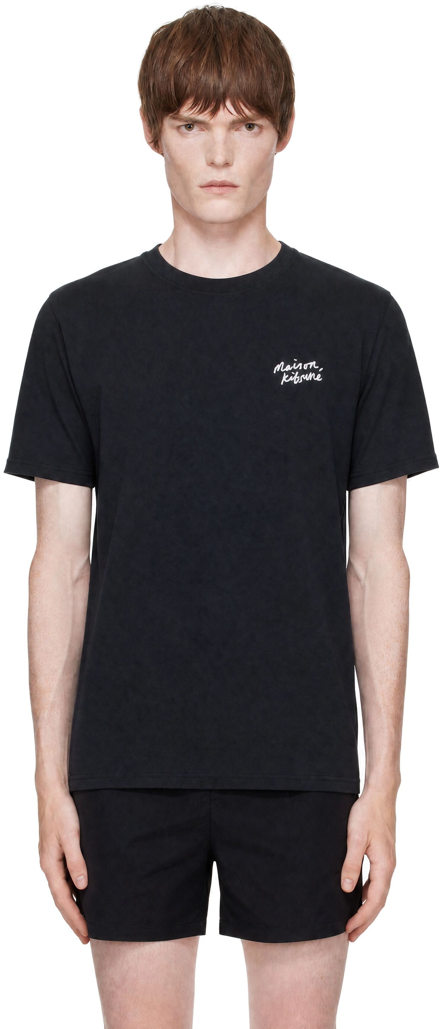 【最終値下げ】MAISON KITSUNÉ ブラック Tシャツ Lサイズ Maison Kitsuné: ブラック 'Maison Kitsune' ハンドライティング