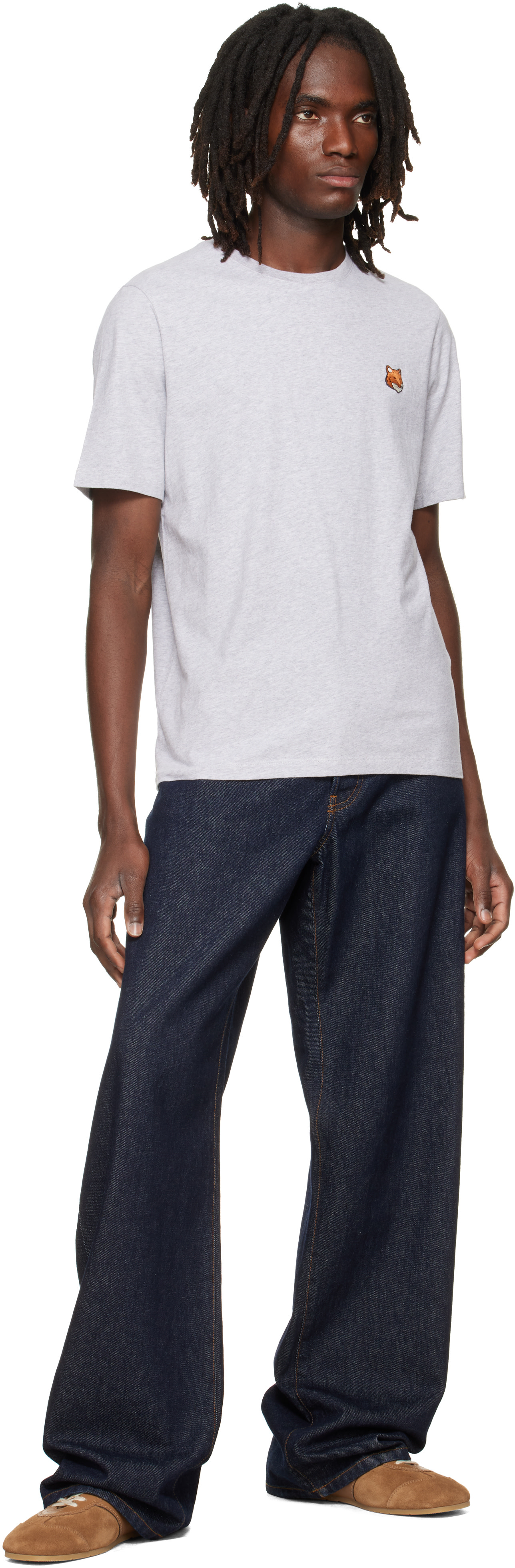 Maison Kitsuné - グレー フォックスヘッド レギュラー Tシャツ