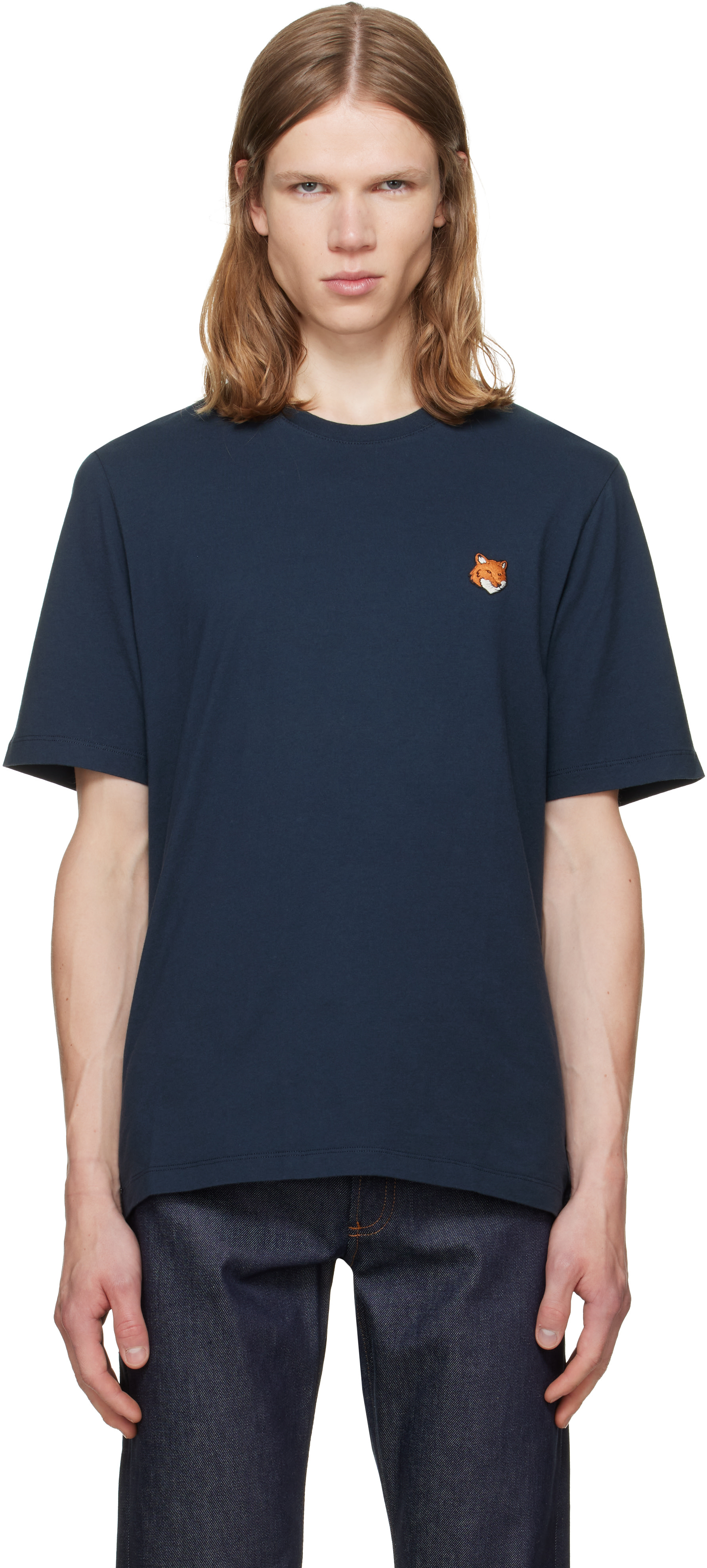MAISON KITSUNÉ Tシャツ Maison Kitsuné: Navy Fox Head Regular T-shirt | SSENSE