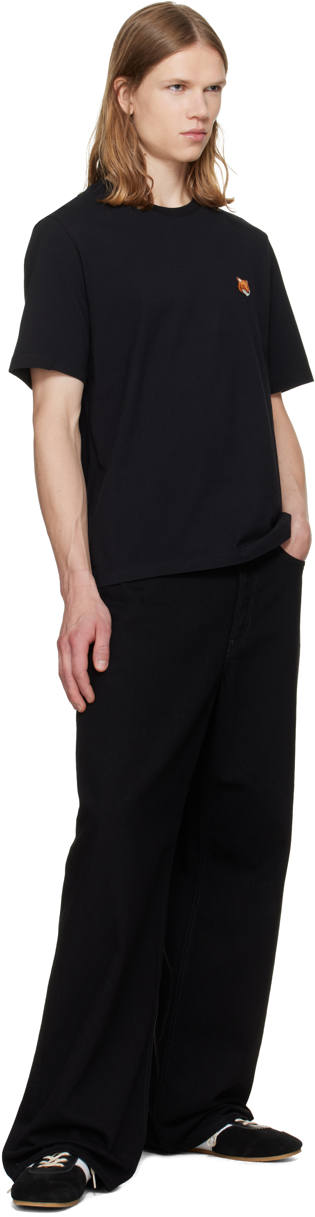 Maison Kitsuné - ブラック フォックスヘッド レギュラー Tシャツ