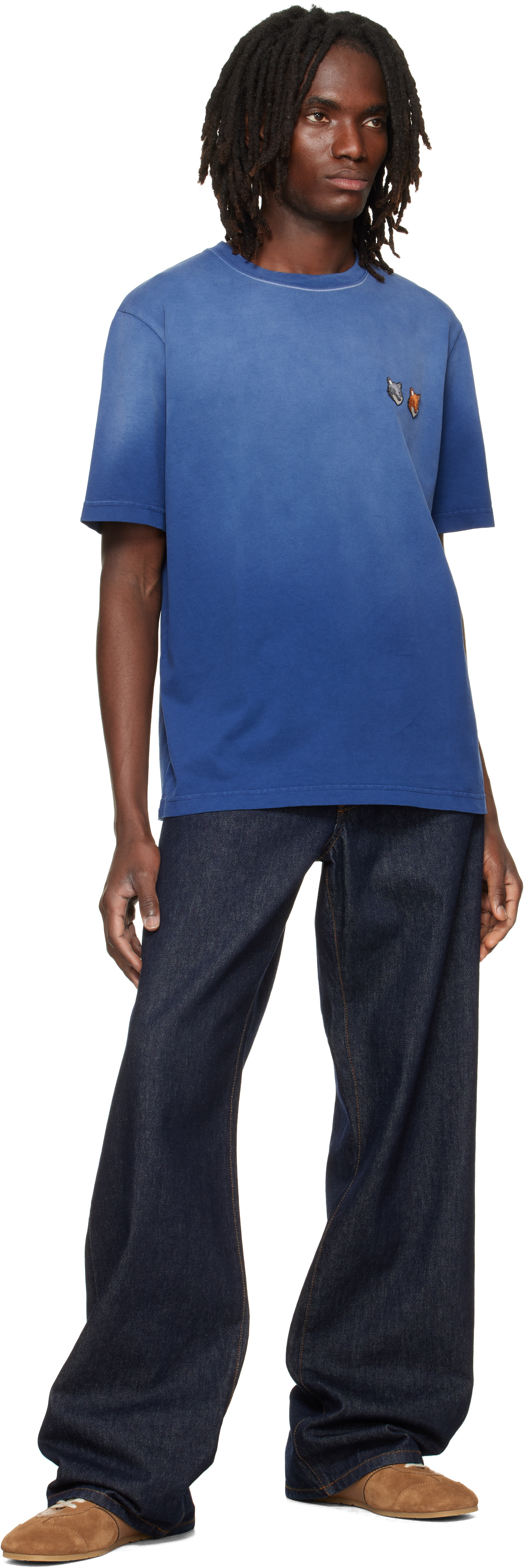 Maison Kitsuné: Navy Fox Head Regular T-shirt | SSENSE Canada