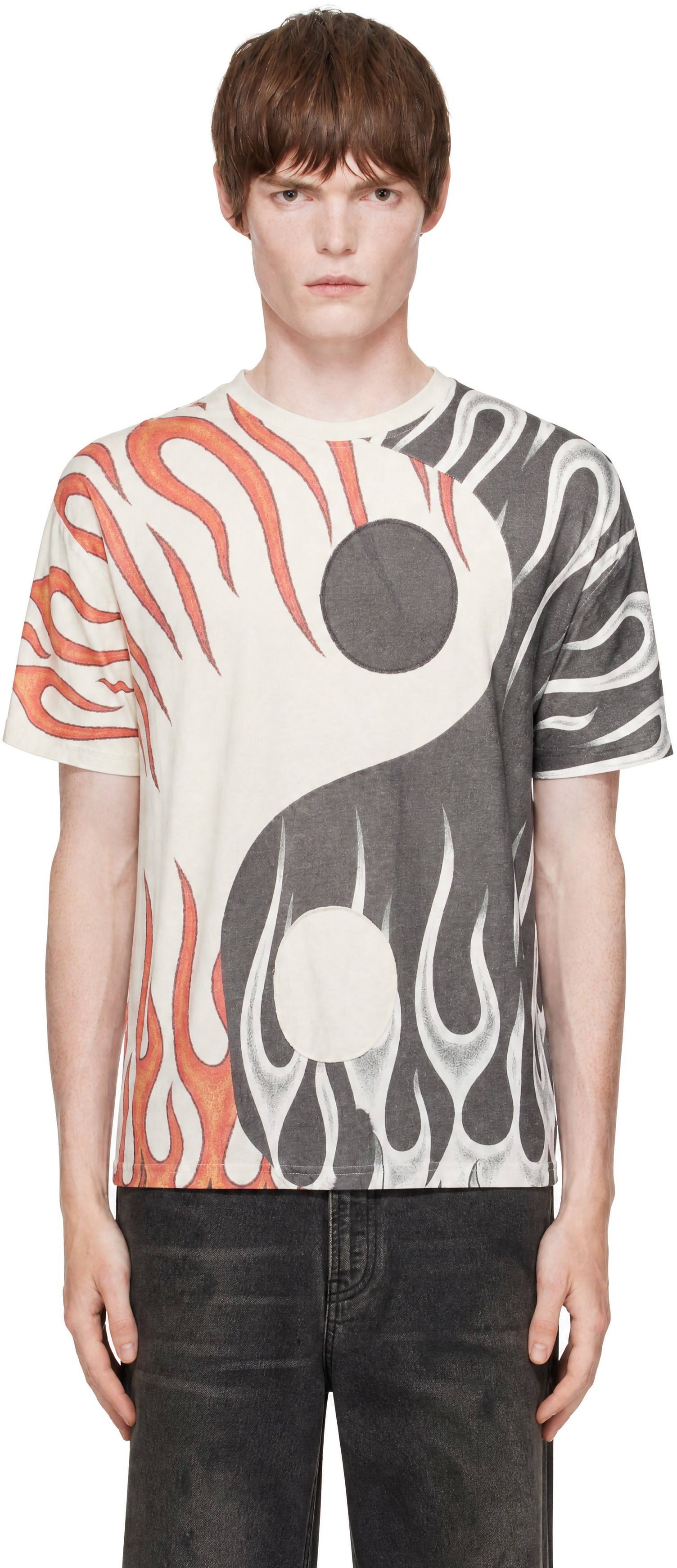 Who Decides War: White & Gray Yin Yang Jersey Short Sleeve T-shirt
