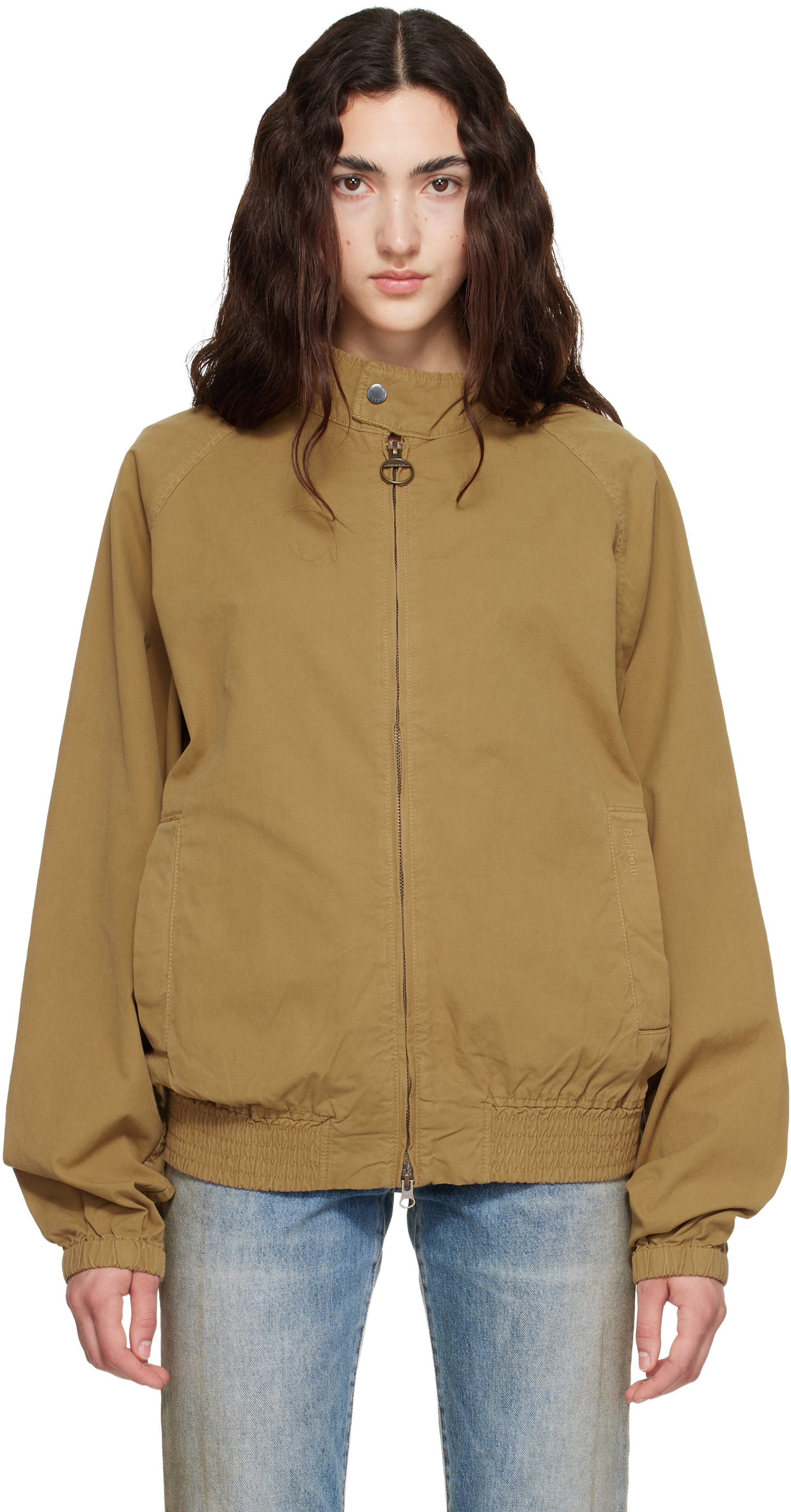 Barbour: Tan Royston Cotton Harrington Bomber Jacket | SSENSE