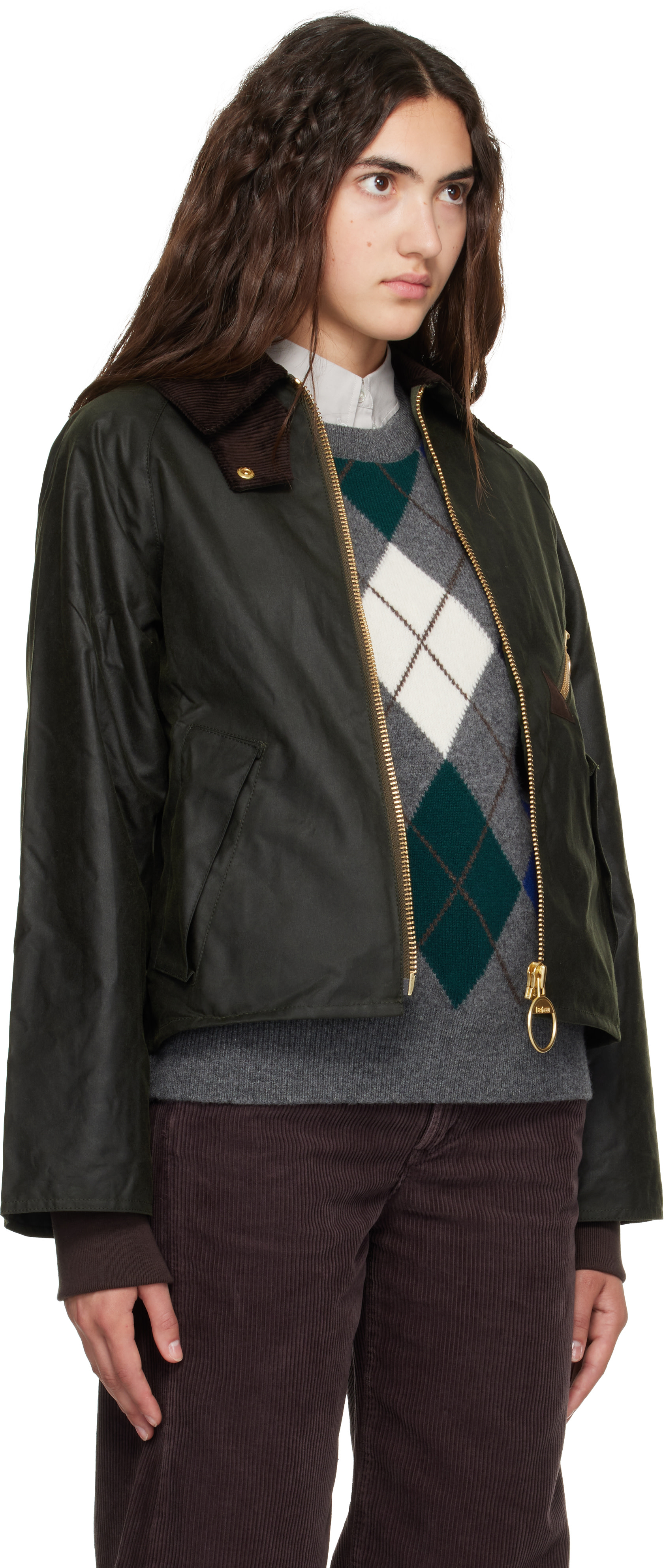Barbour - Blouson Arlene vert en coton ciré
