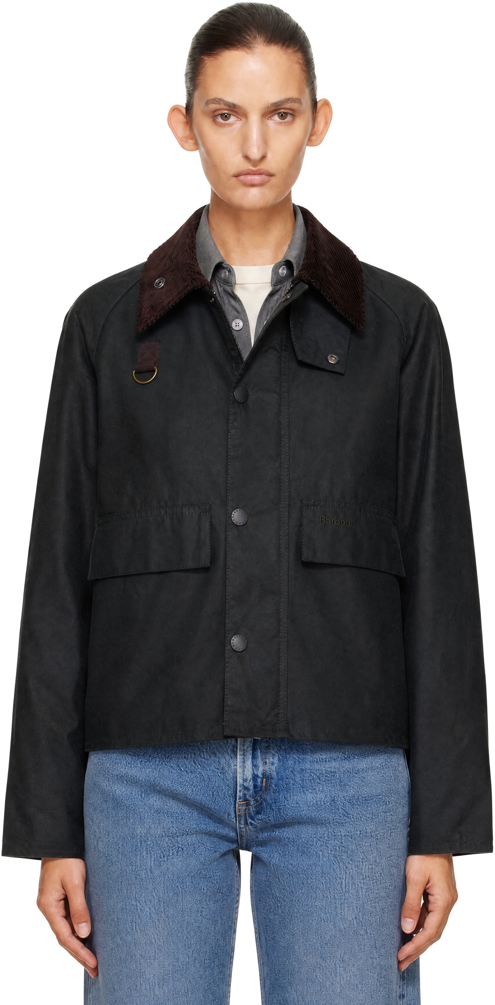 Barbour - Blouson ajusté Spey vert en canevas ciré
