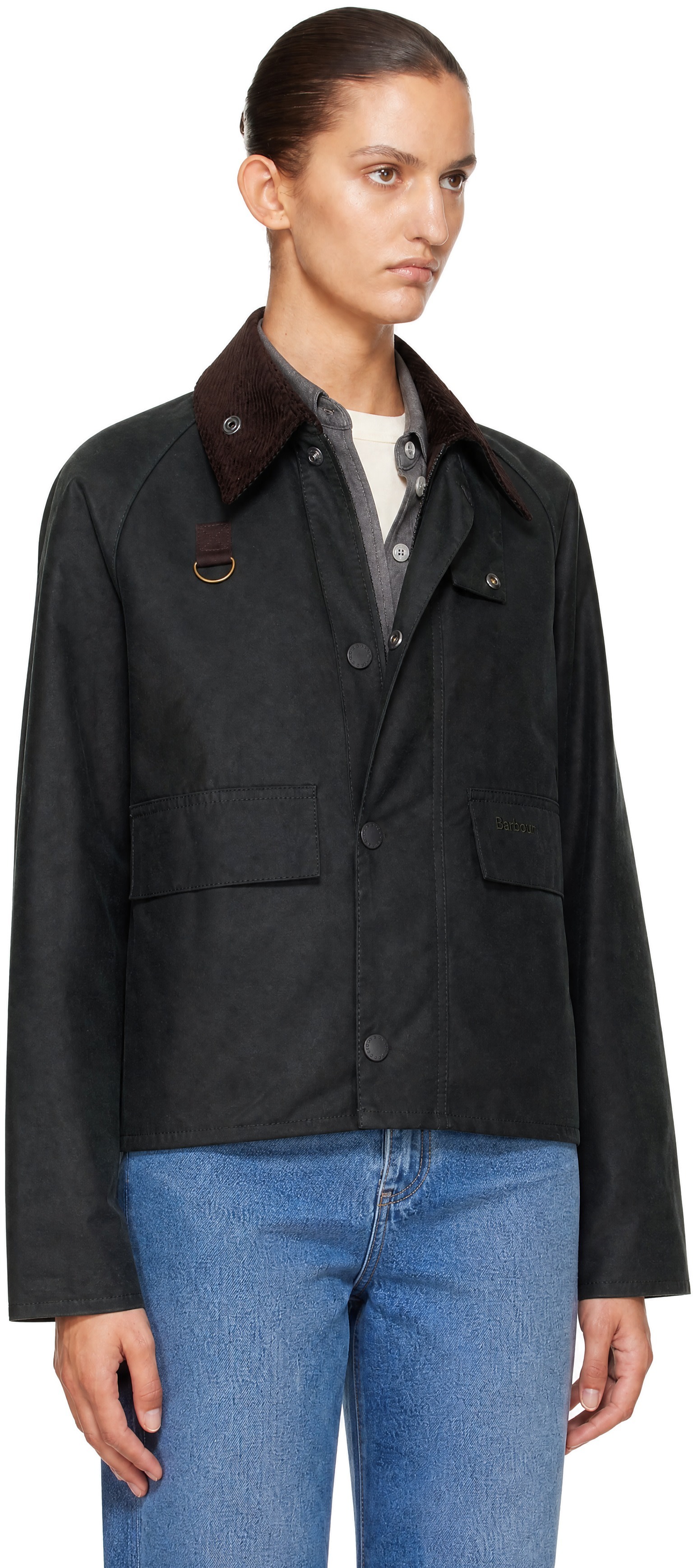 Barbour - Blouson ajusté Spey vert en canevas ciré