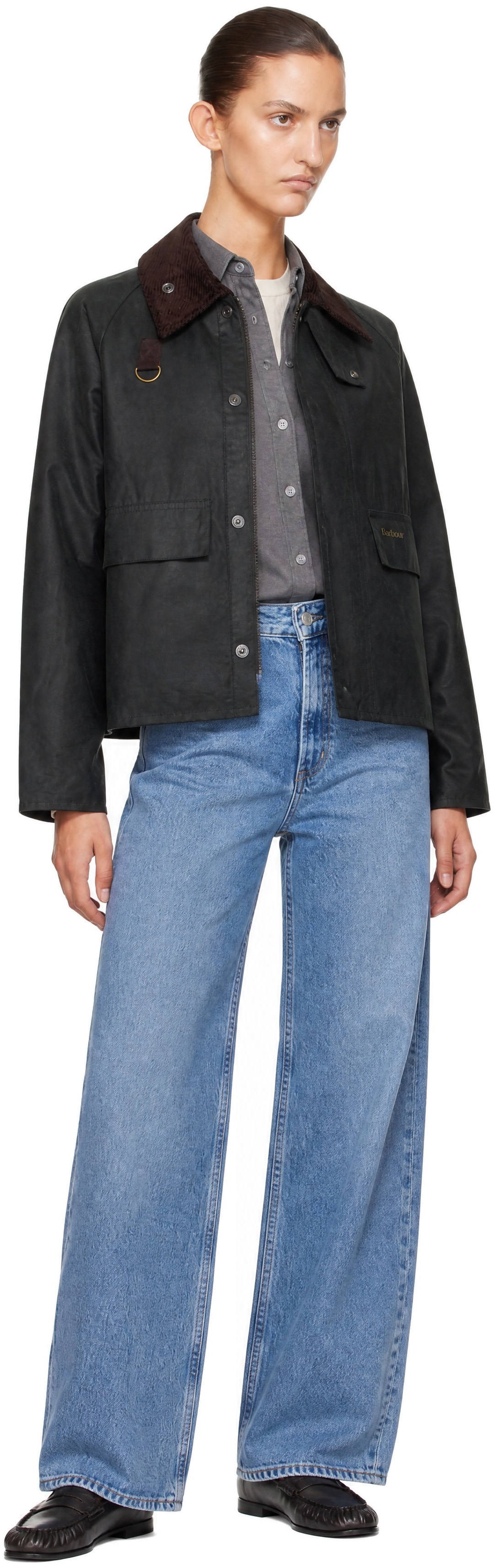 Barbour - Blouson ajusté Spey vert en canevas ciré