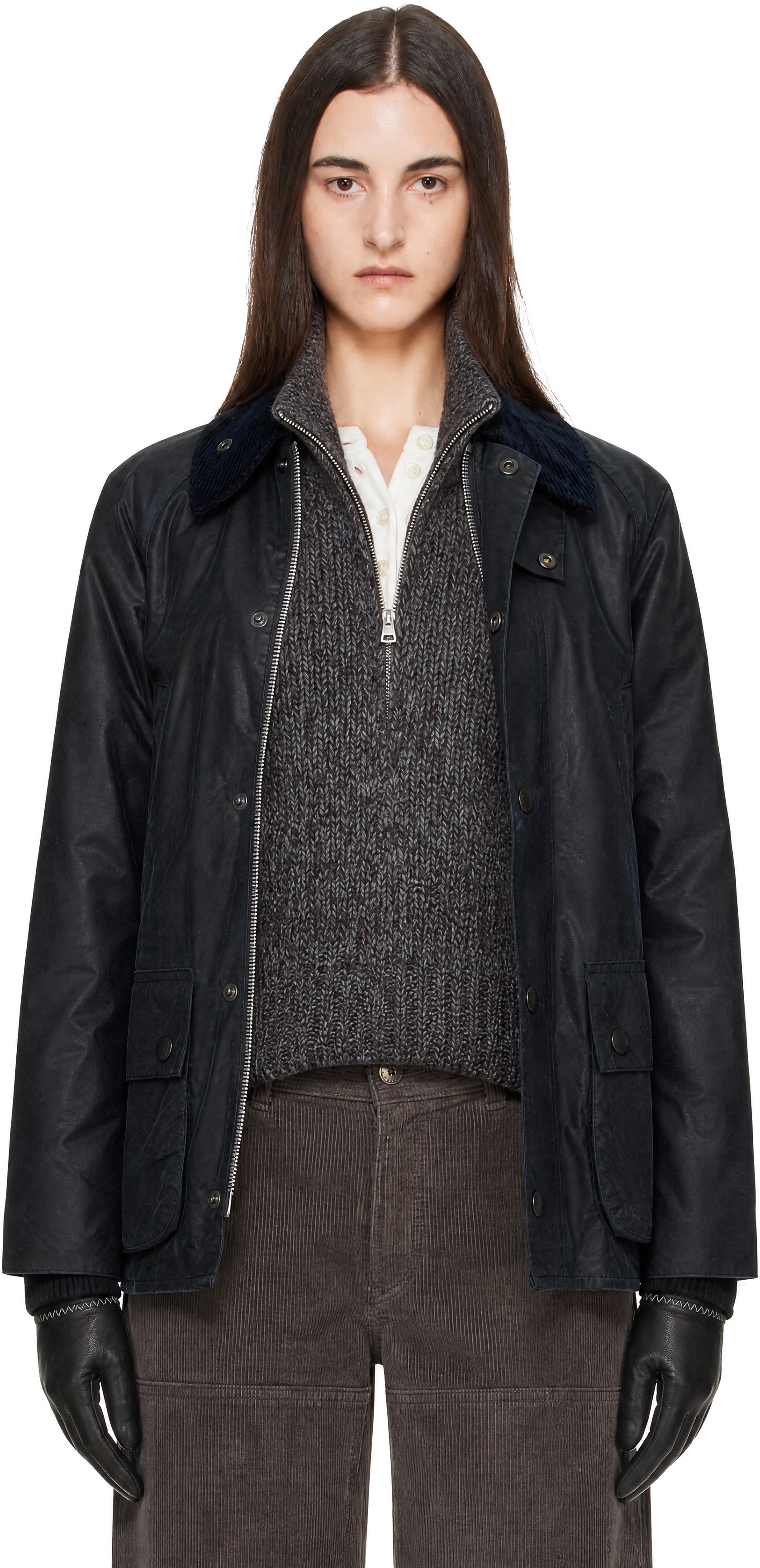 Barbour - Navy Bedale Waxed Jacket