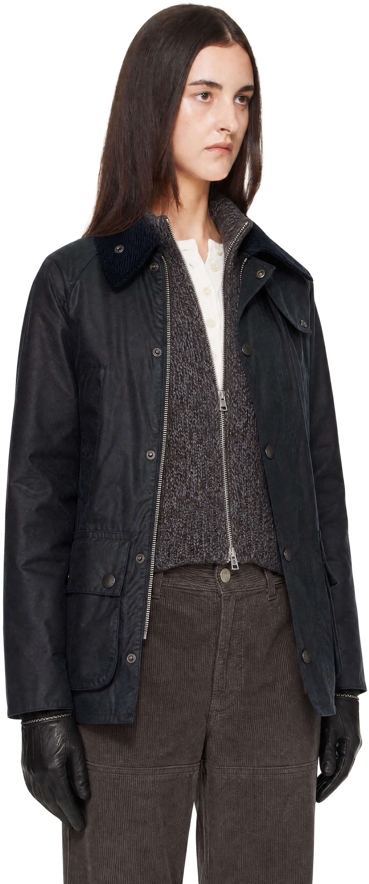 Barbour - Navy Bedale Waxed Jacket