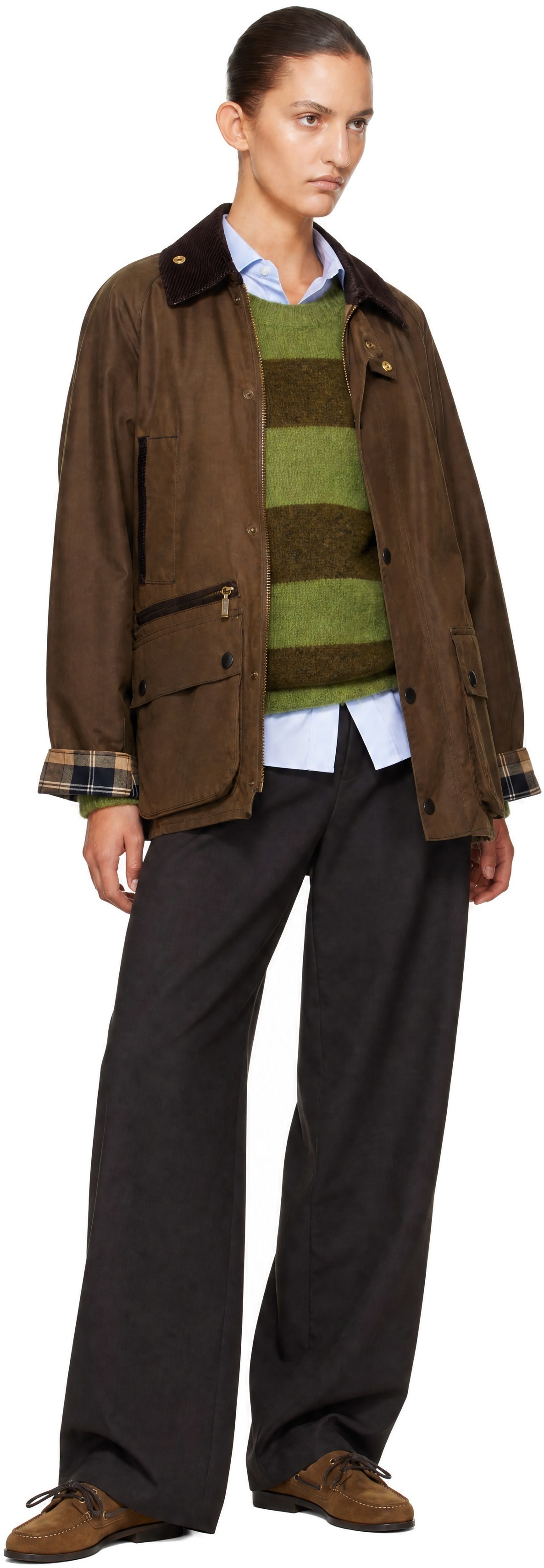 ＋*I様 Barbour ダークブラウンジャケット Barbour: ブラウン Icons Bedale Waxed ジャケット | SSENSE 日本