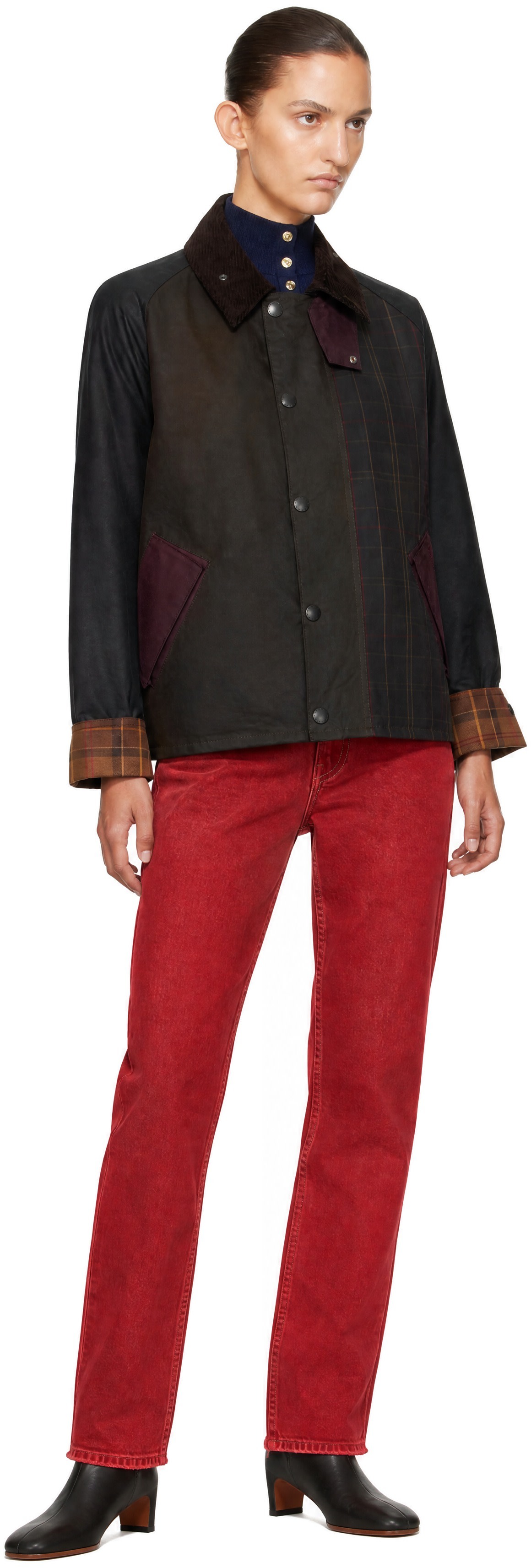 Barbour - Blouson Transport kaki en coton ciré à patchwork