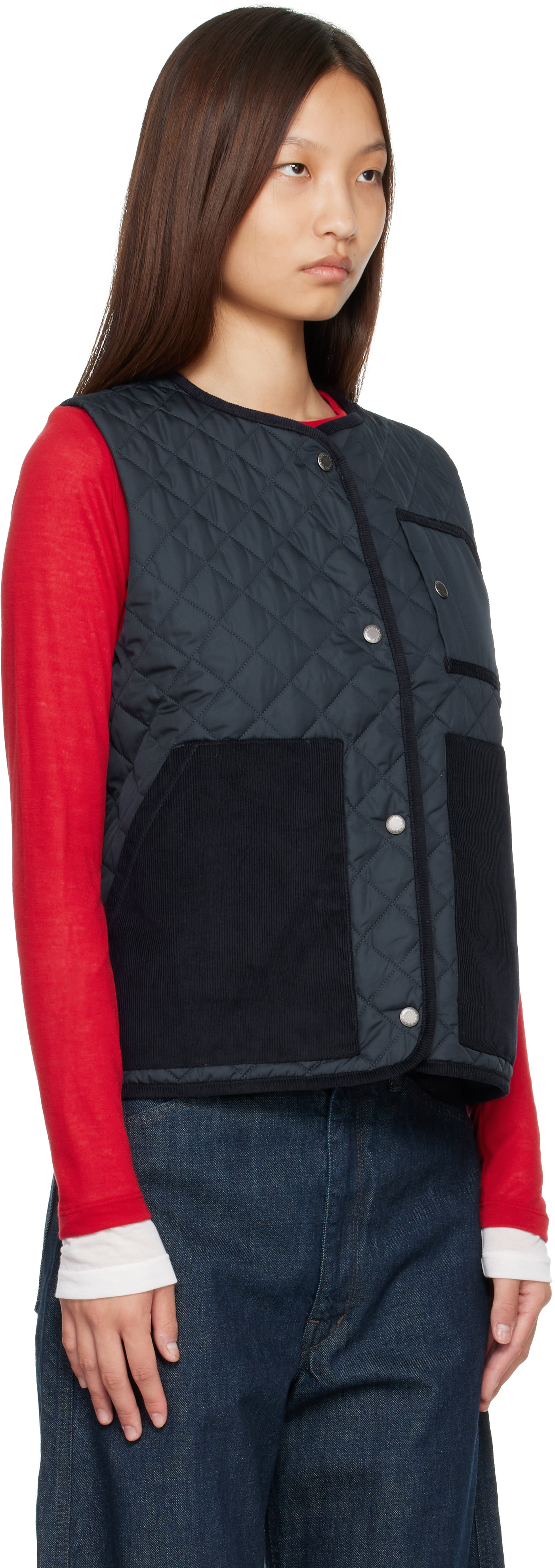 Barbour - 네이비 툴비 퀼팅 베스트