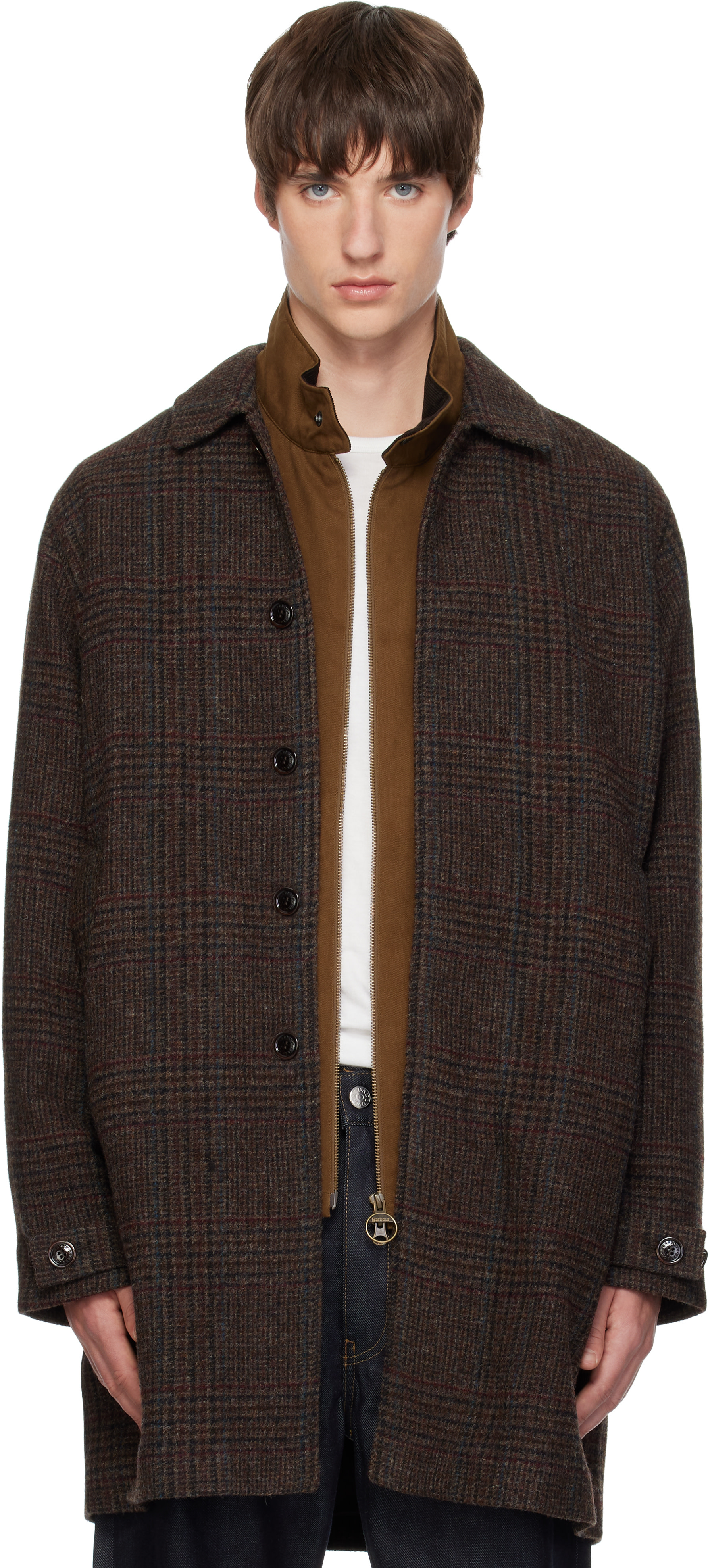 Barbour - Brown Lorden Check Wool Coat