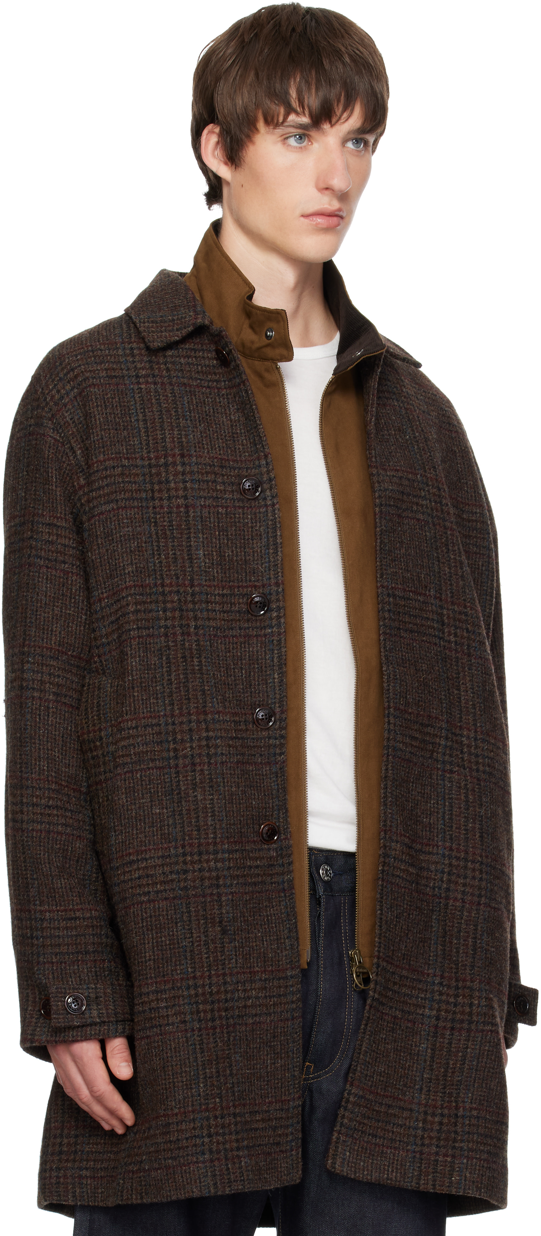 Barbour - Brown Lorden Check Wool Coat