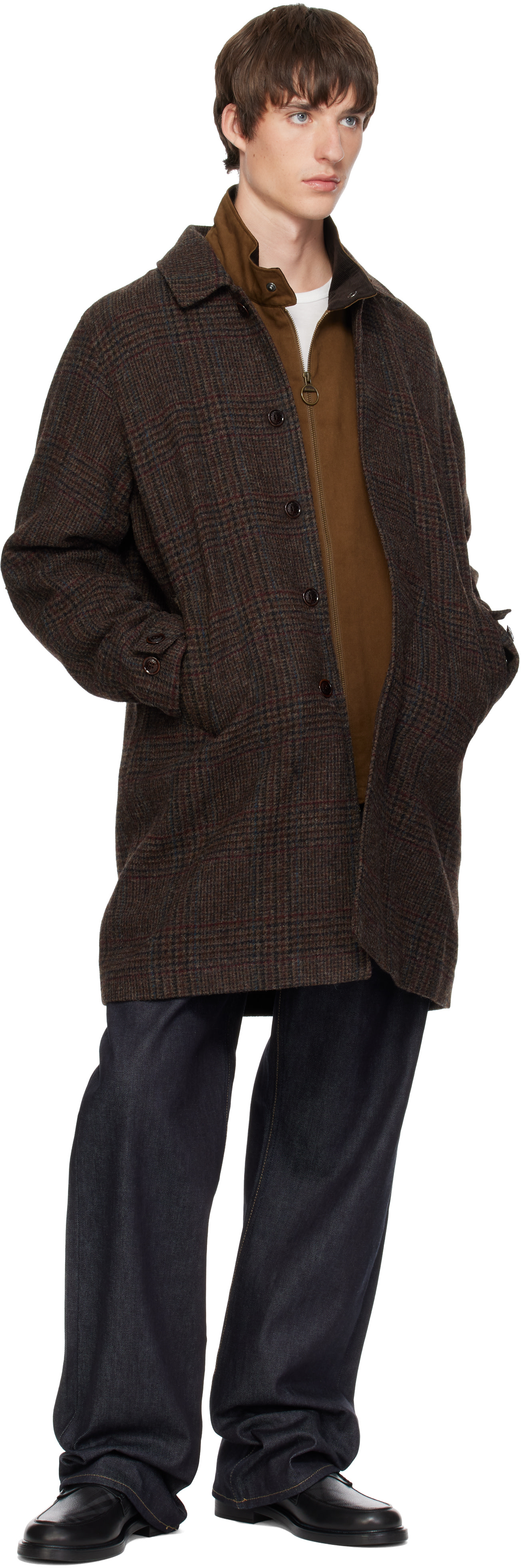 Barbour - Brown Lorden Check Wool Coat