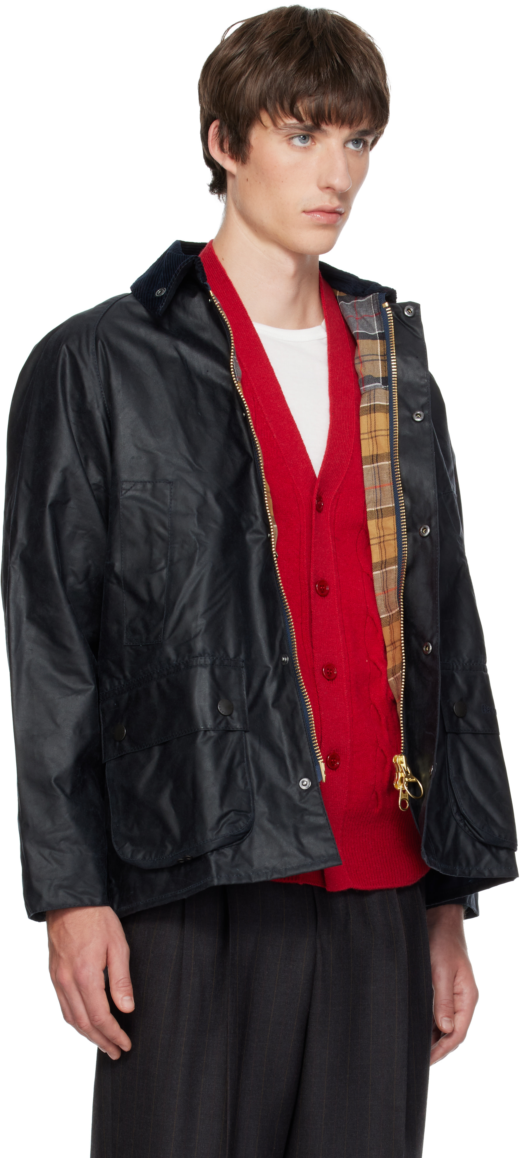 Barbour - Navy Bedale Waxed Jacket