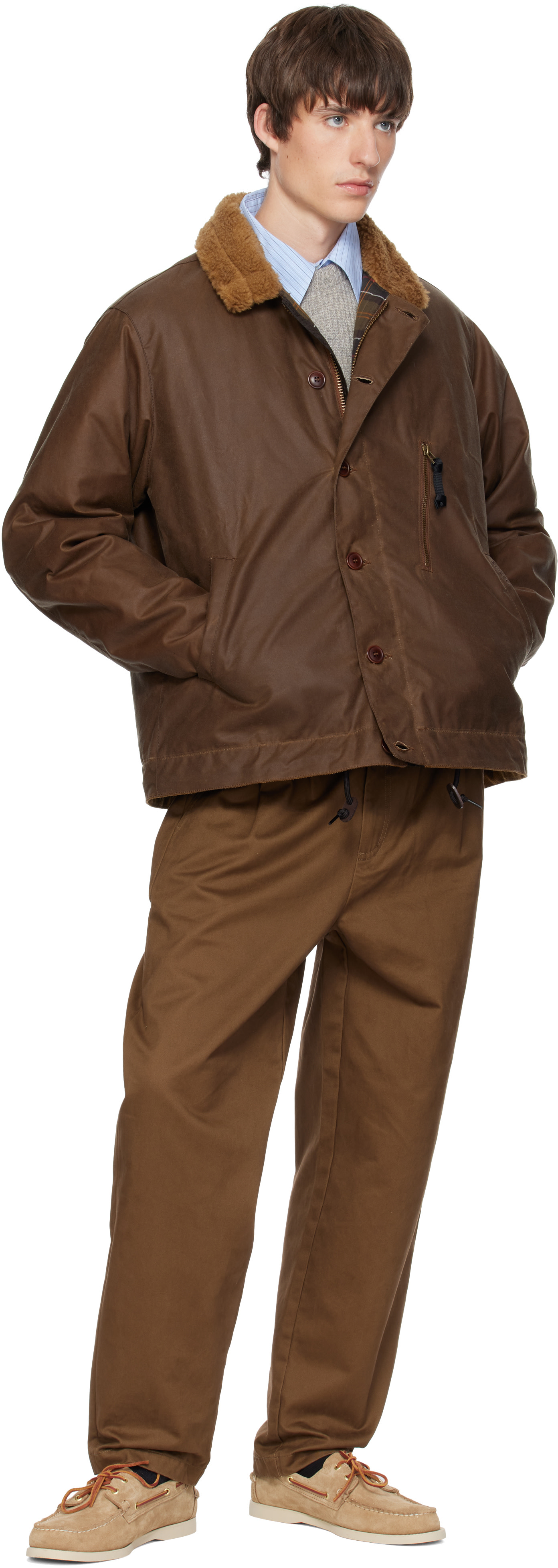 Barbour - Blouson Macklow brun en coton ciré