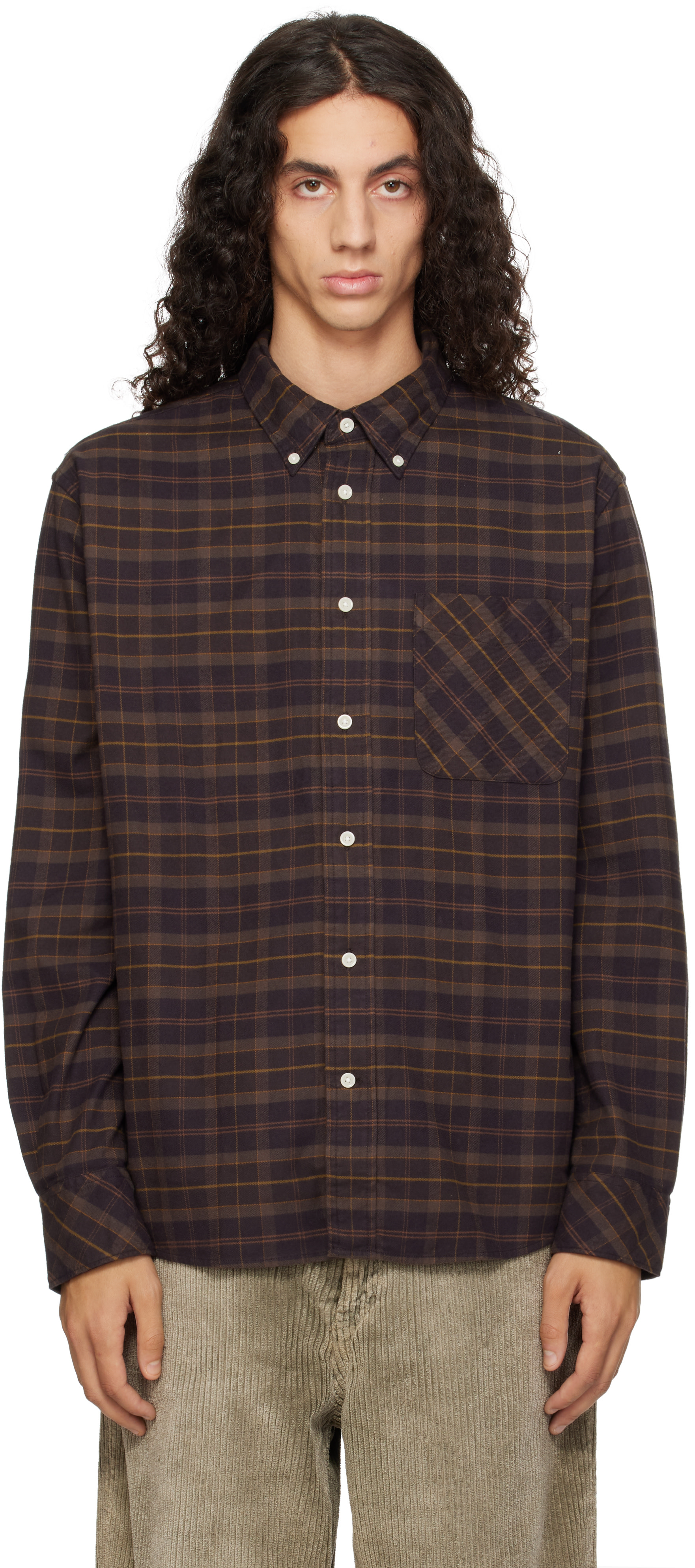Barbour: ブラウン Mineral Tartan 長袖シャツ | SSENSE 日本