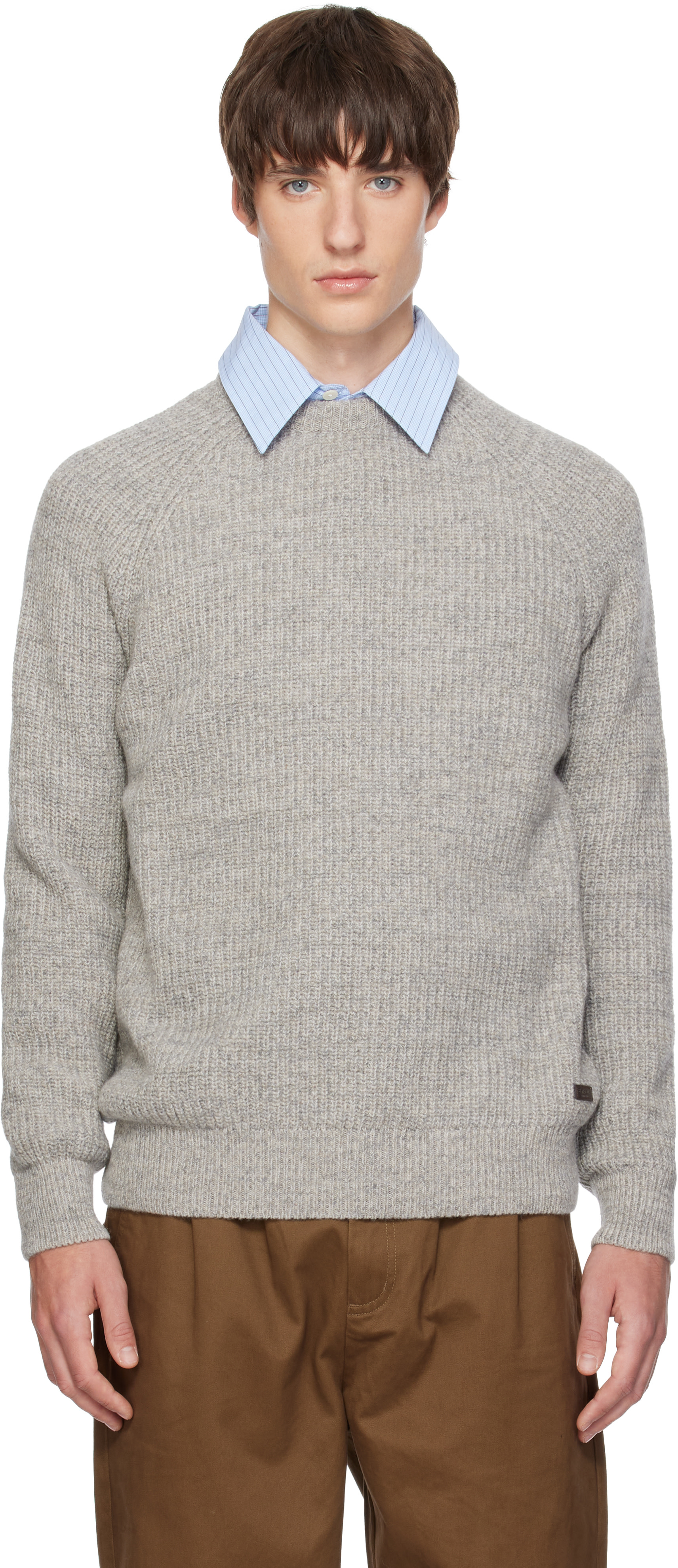Barbour - Pull Horseford gris à col ras du cou