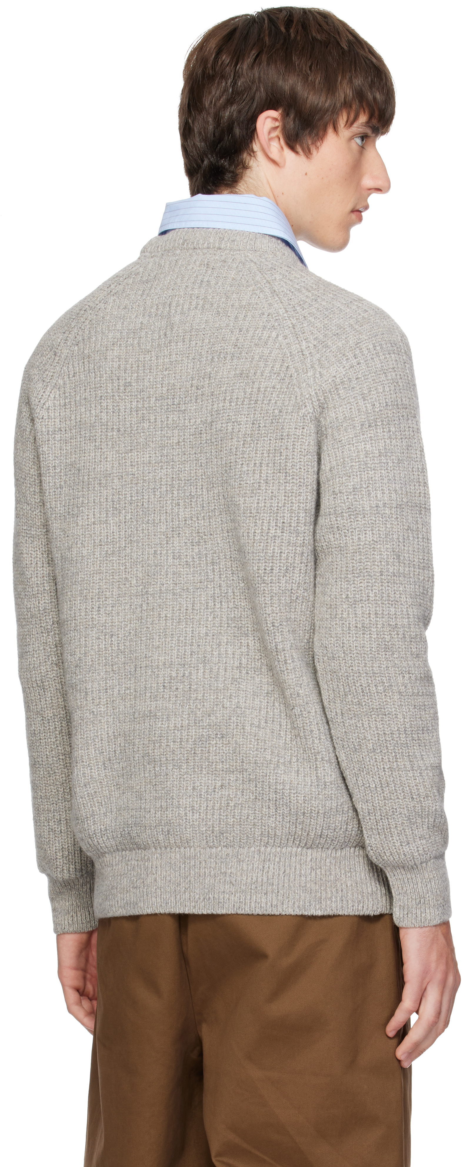 Barbour - Pull Horseford gris à col ras du cou