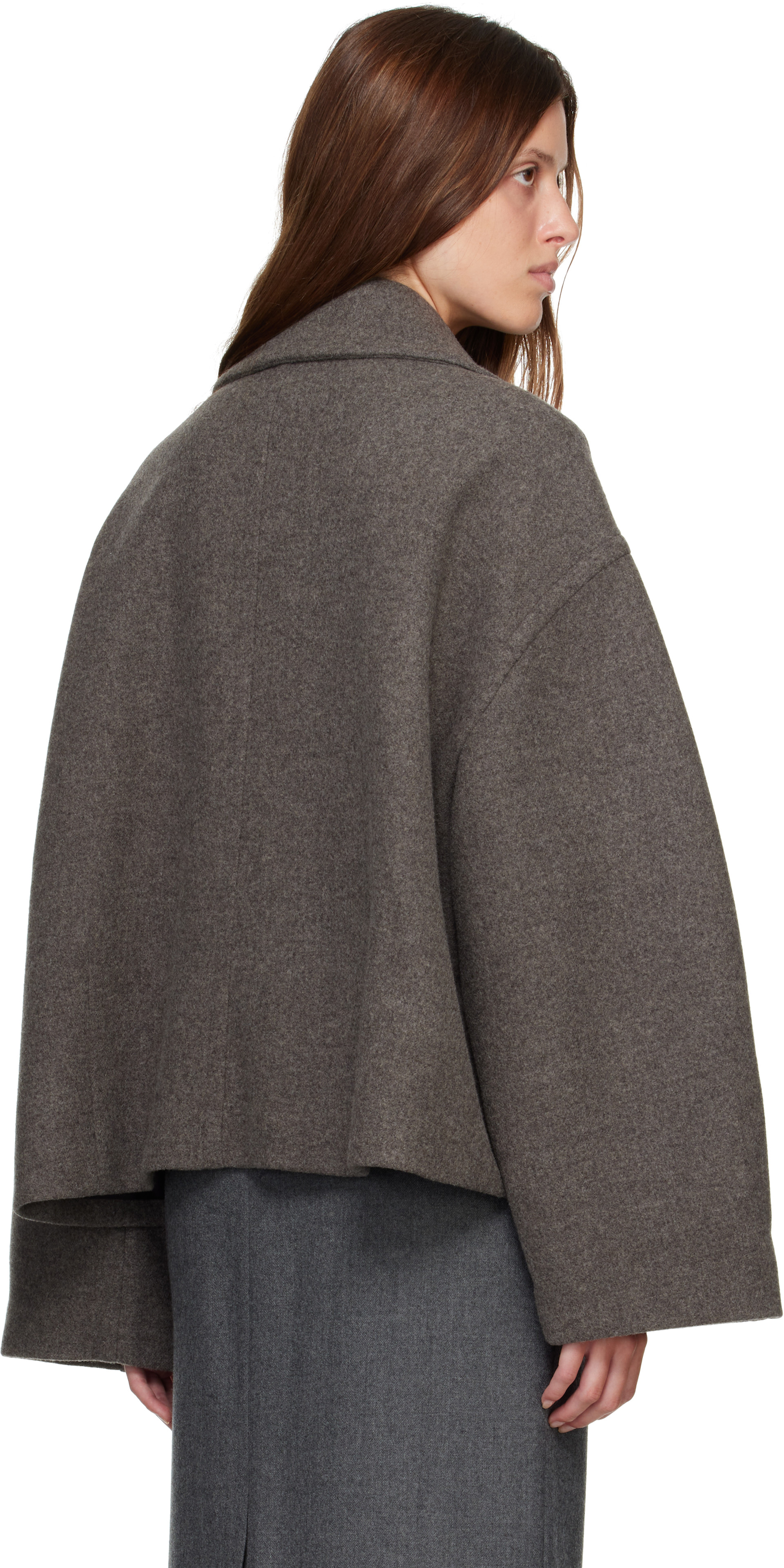 R2W: グレー Palma Wool Cash Double ショートジャケット | SSENSE 日本