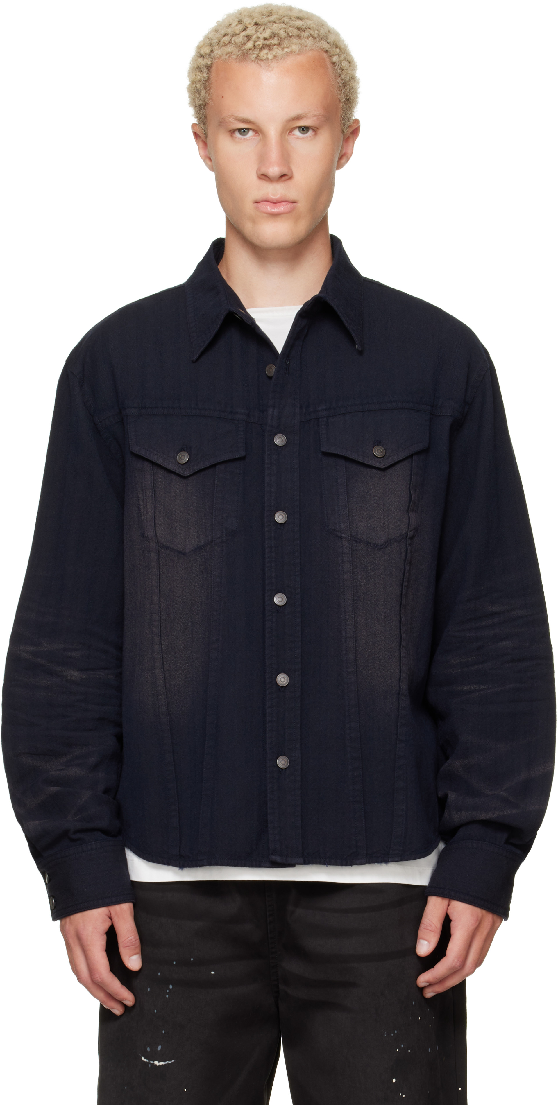 MMIC - Navy Ridge Herringbone Shirt