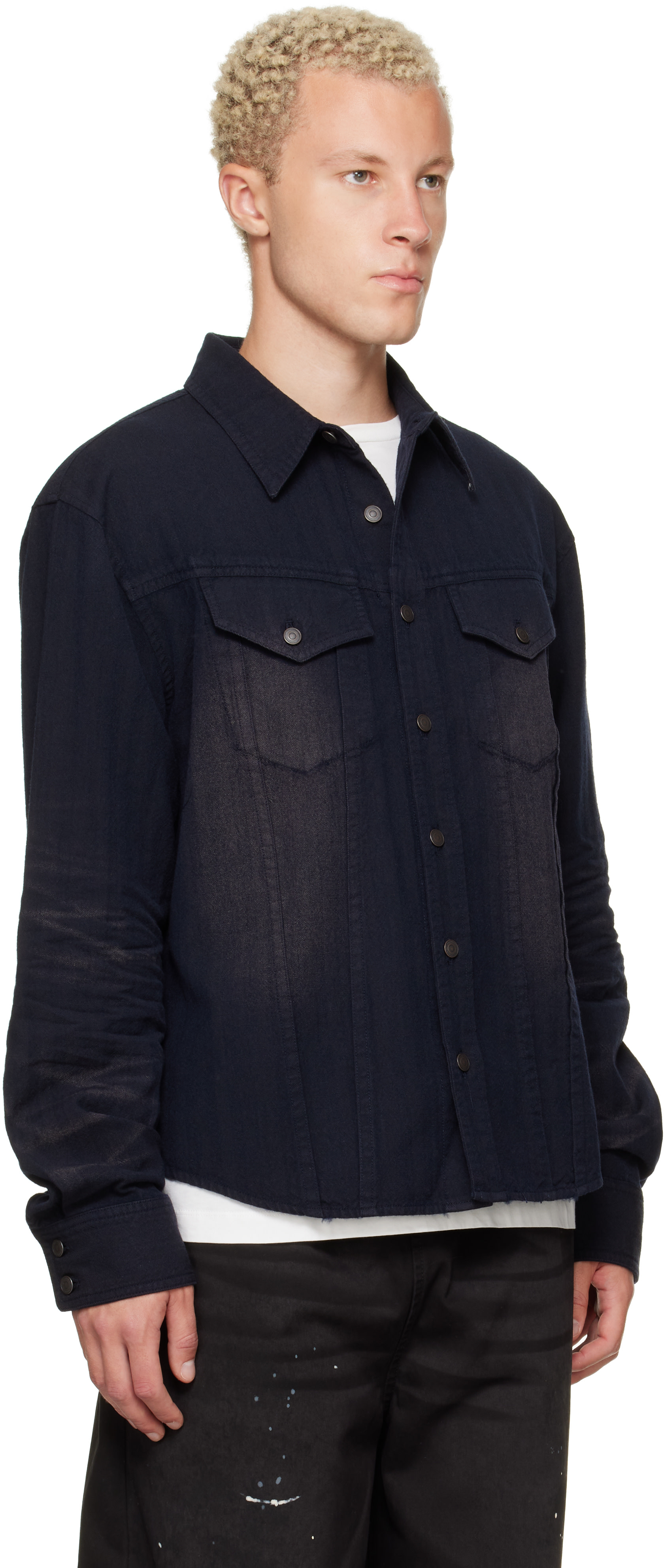 MMIC - Navy Ridge Herringbone Shirt