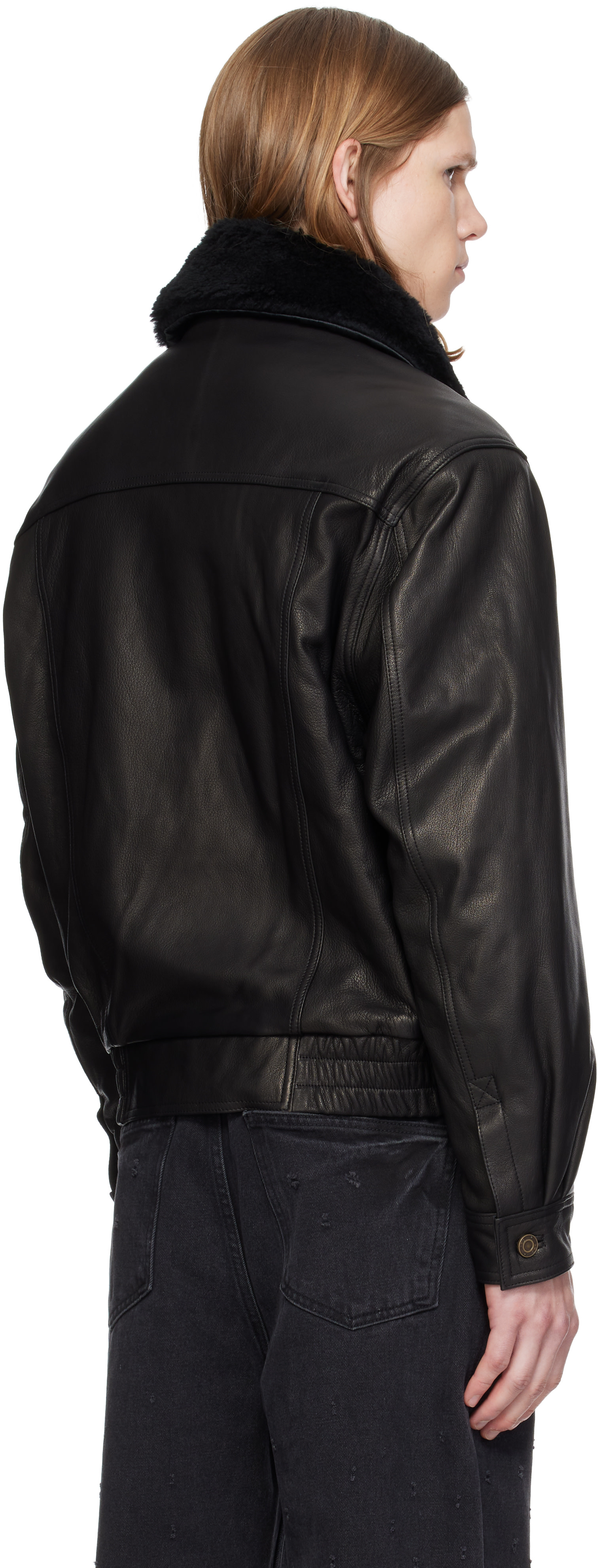 MMIC - Black Calder Leather Bomber Jacket