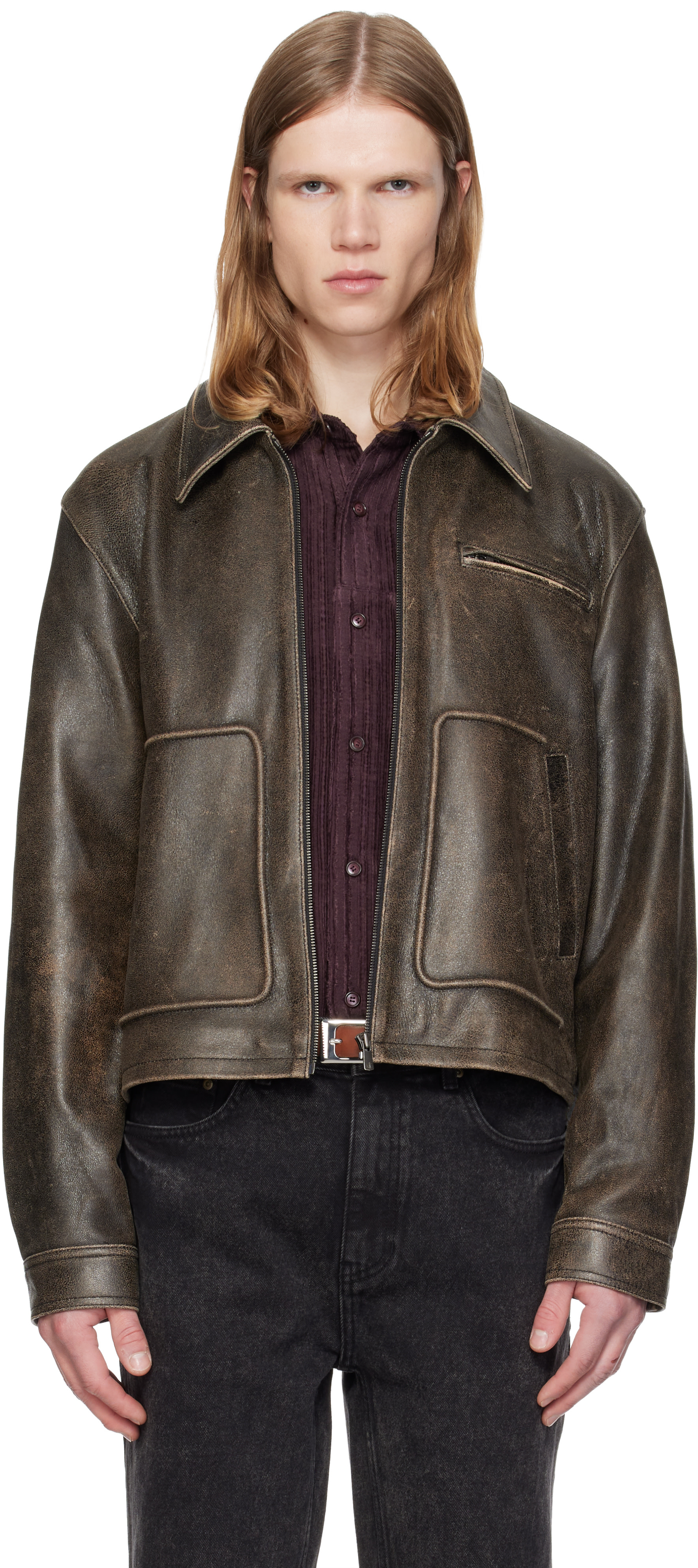 MMIC - Blouson brun en cuir
