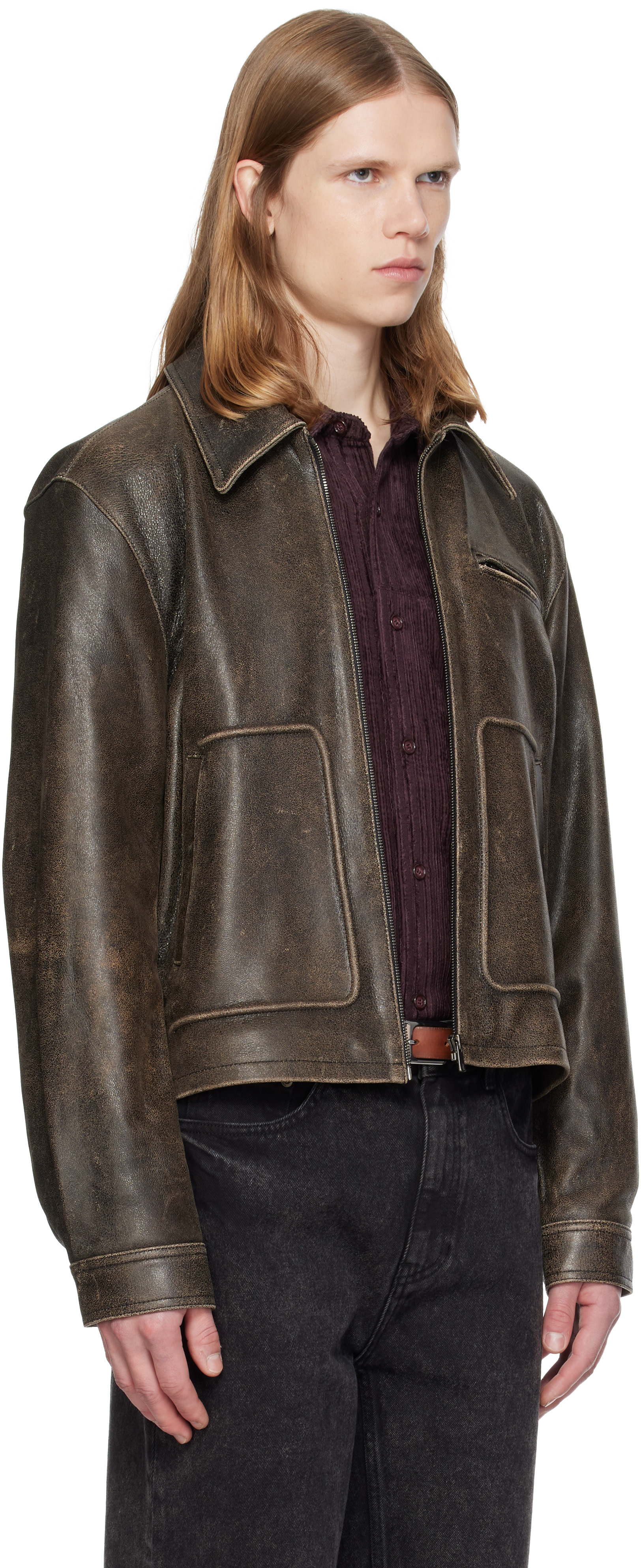 MMIC - Brown Aged Leather Jacket