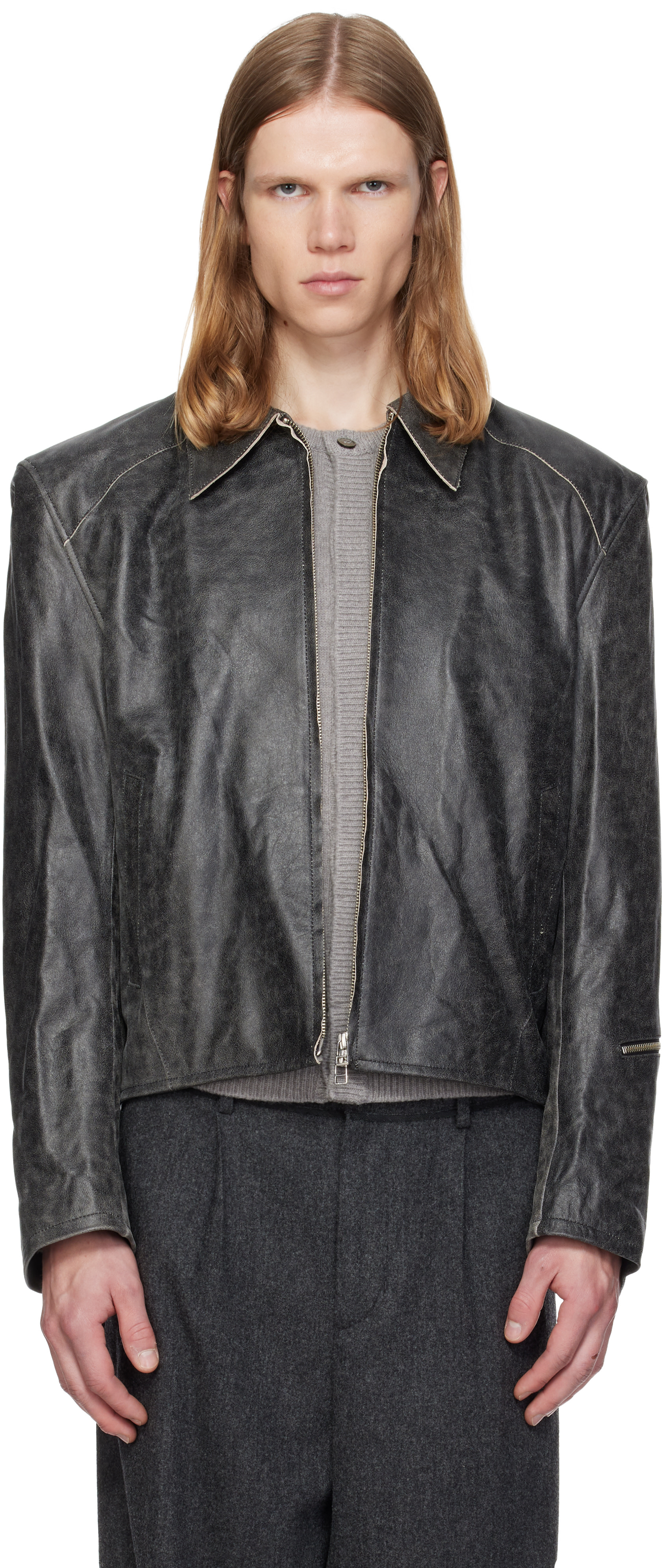 MMIC - Gray Vapor Leather Jacket