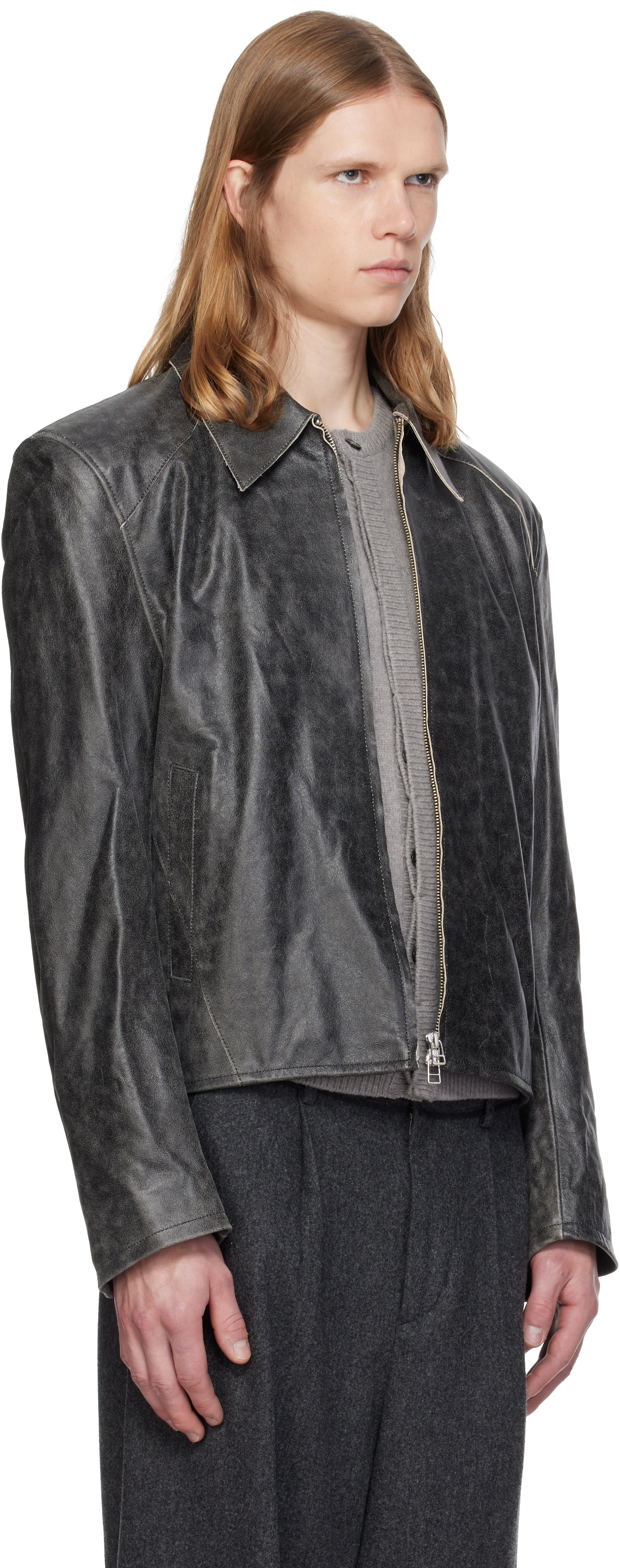 MMIC - Gray Vapor Leather Jacket