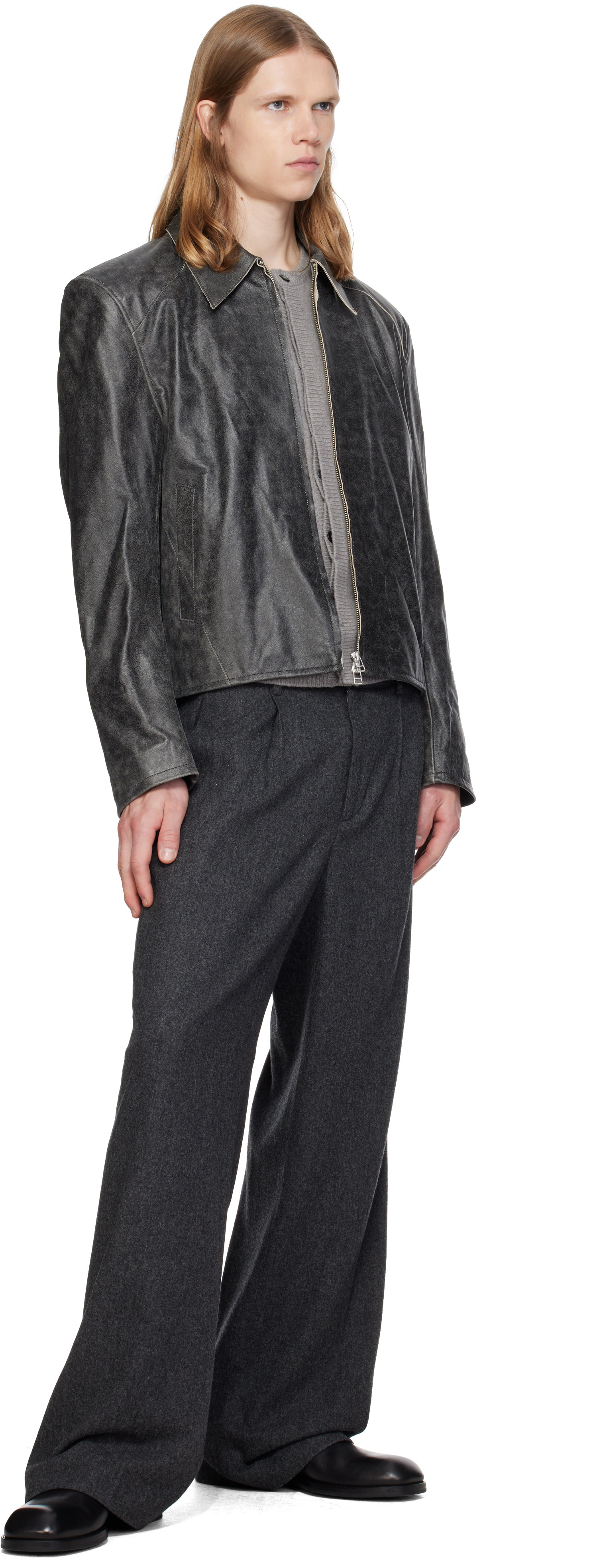 MMIC - Gray Vapor Leather Jacket