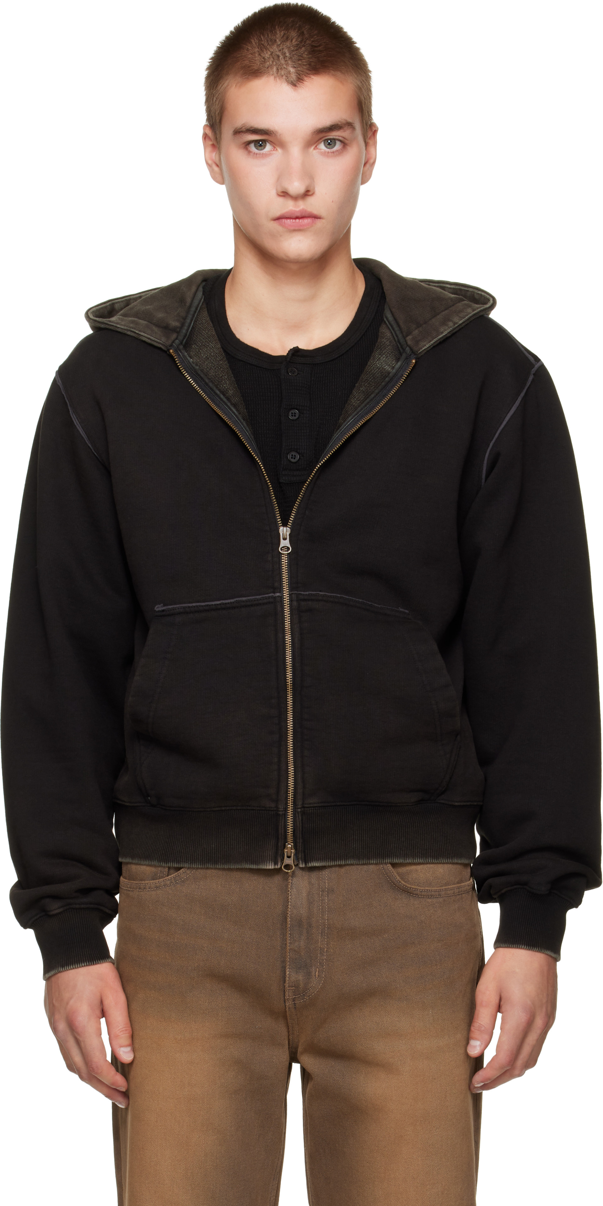 ˙˚ʚ ℳ ɞ˚˙ MMIC: Black Faded Zip Hoodie | SSENSE