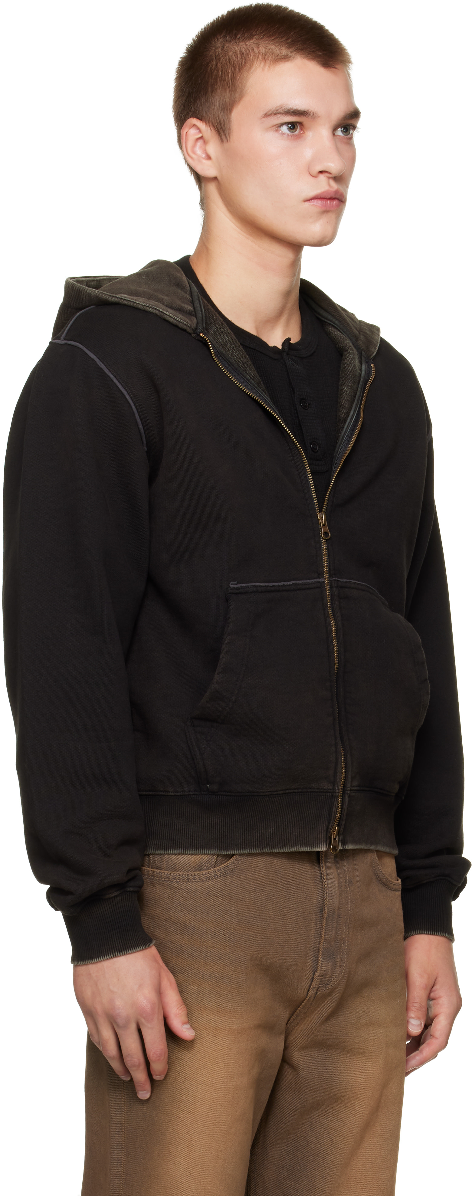 MMIC: Black Faded Zip Hoodie | SSENSE