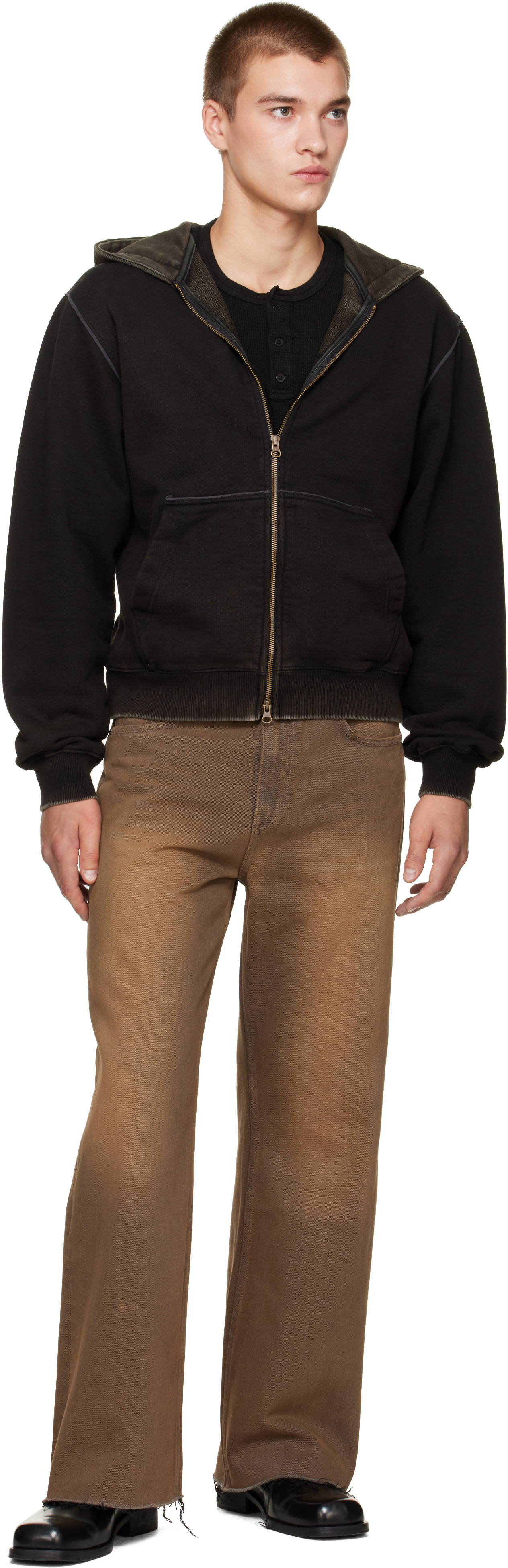 MMIC: Black Faded Zip Hoodie | SSENSE