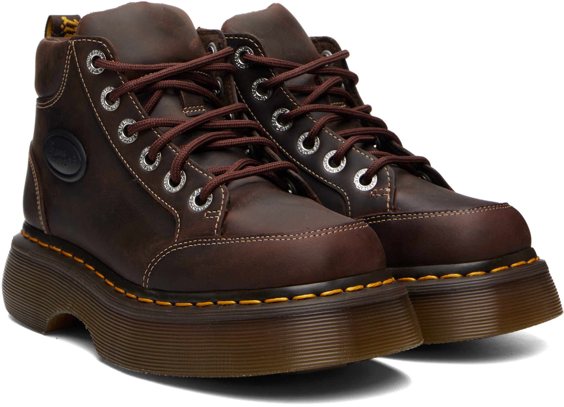 Dr. Martens - Bottes brunes à œillets et à semelle Buzz