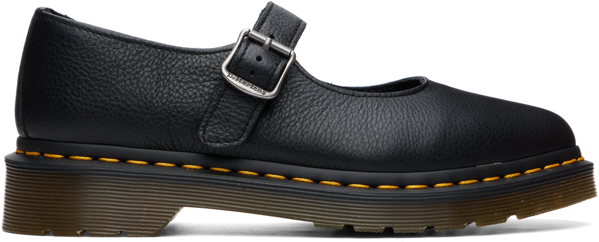 Dr. Martens: Black Elphie Virginia Leather Mary Jane Flats | SSENSE